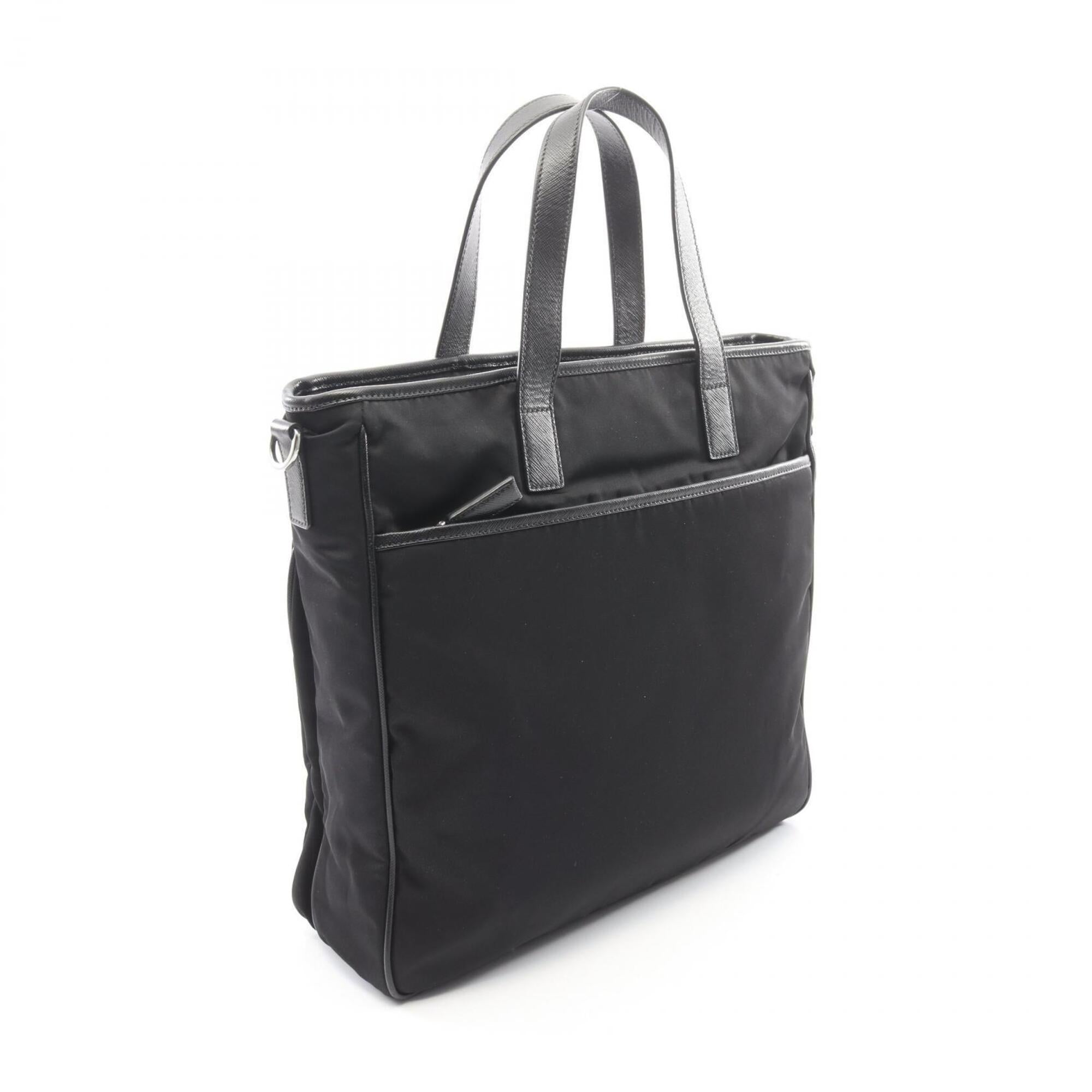 Prada Black Nylon Leather Handbag (Pre-Owned)
