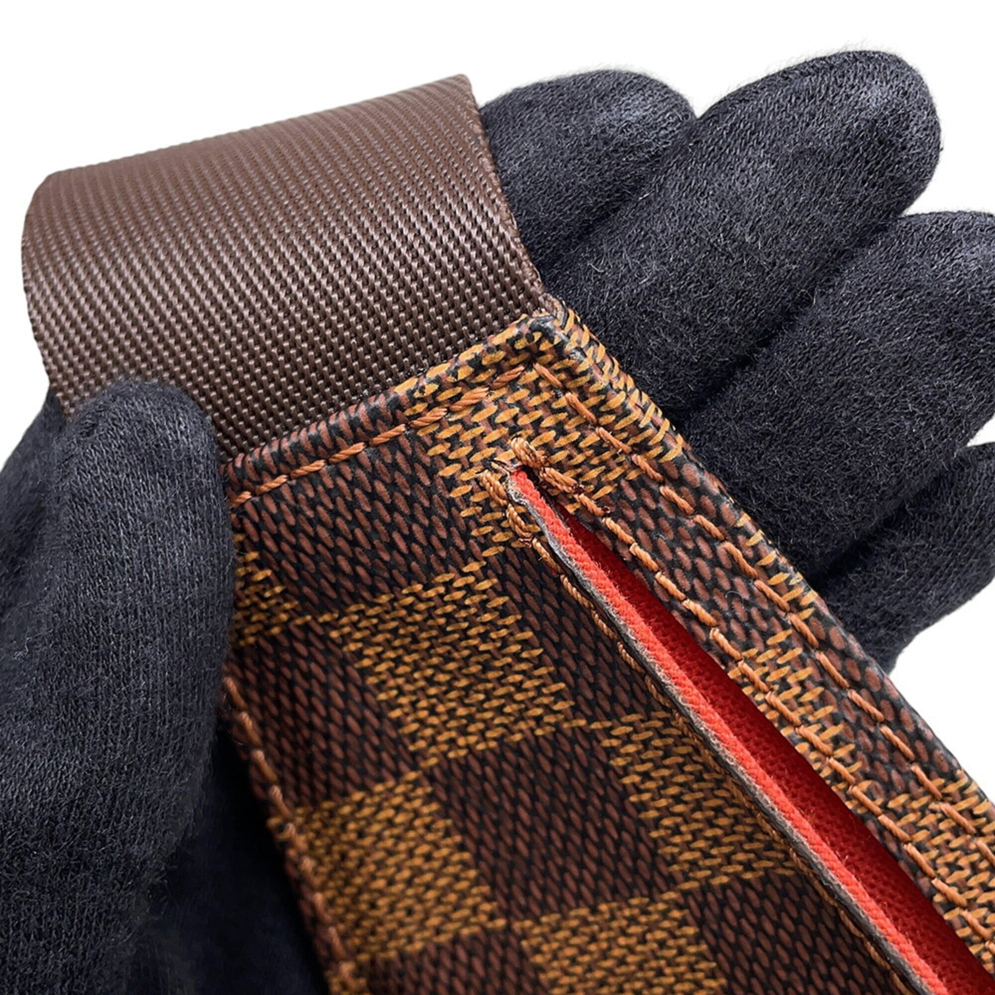 Louis Vuitton Brown Damier Canvas Ebene Exotic Leather Handbag Pouch Shoulder Bag Sling Bag (Pre-Owned)