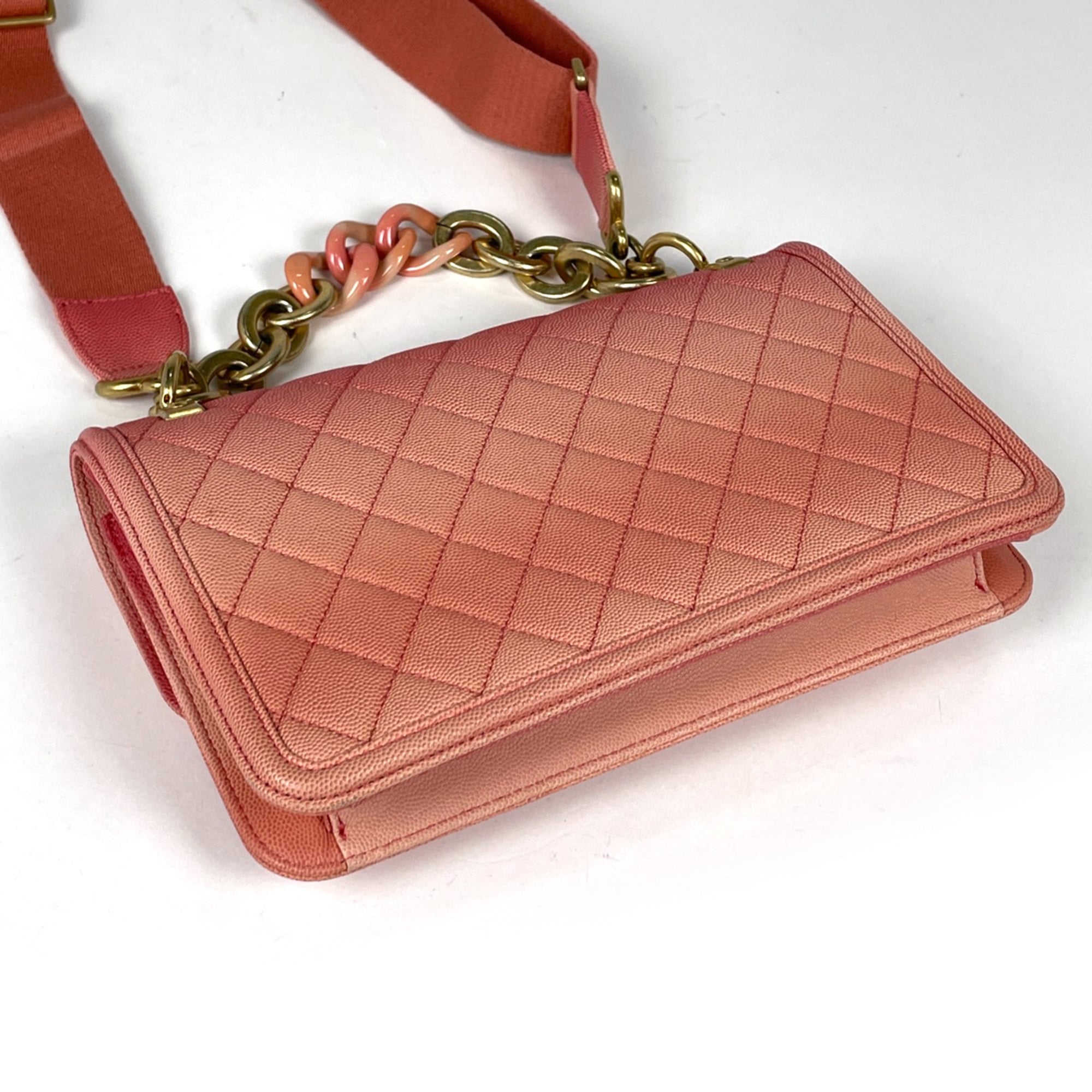 Chanel Matelasse Salmon Pink Grained Calfskin Handbag (Pre-Owned)
