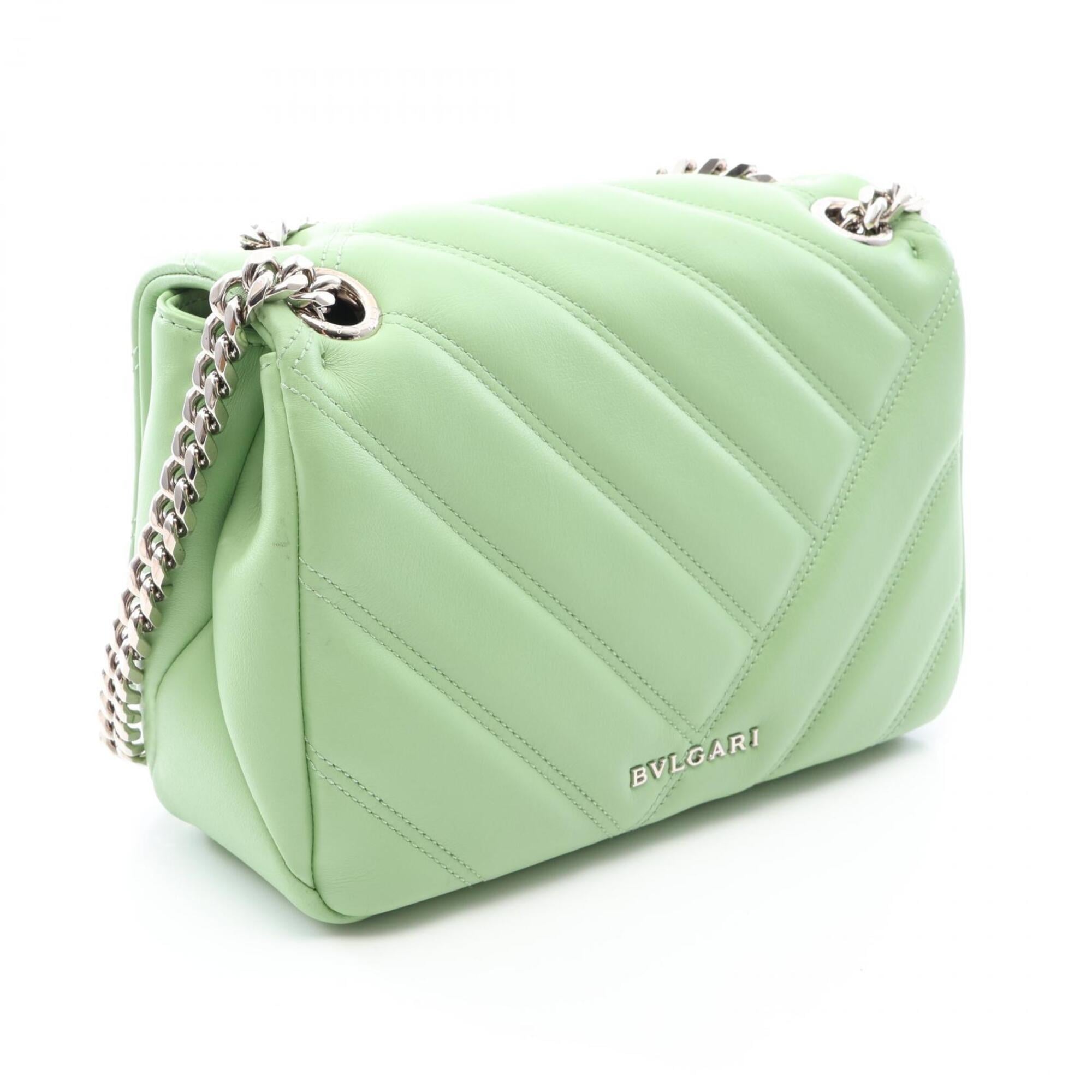 Bvlgari Green Leather Handbag Shoulder Bag (Pre-Owned)