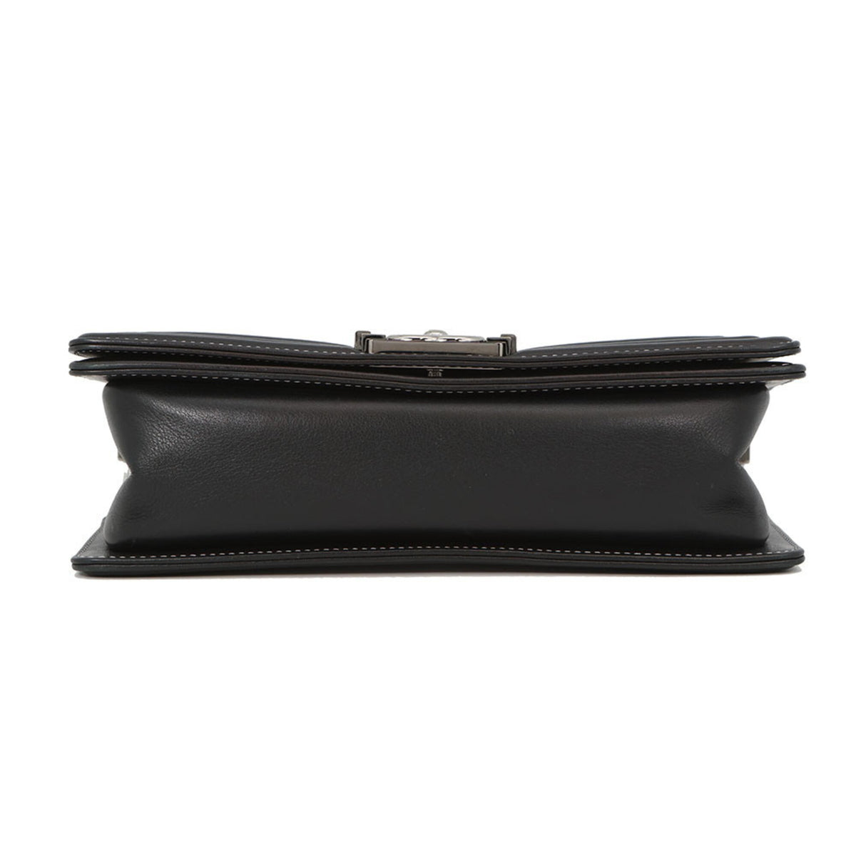 Chanel Boy Chanel Black Silver Leather Handbag Shoulder Bag (Pre-Owned)