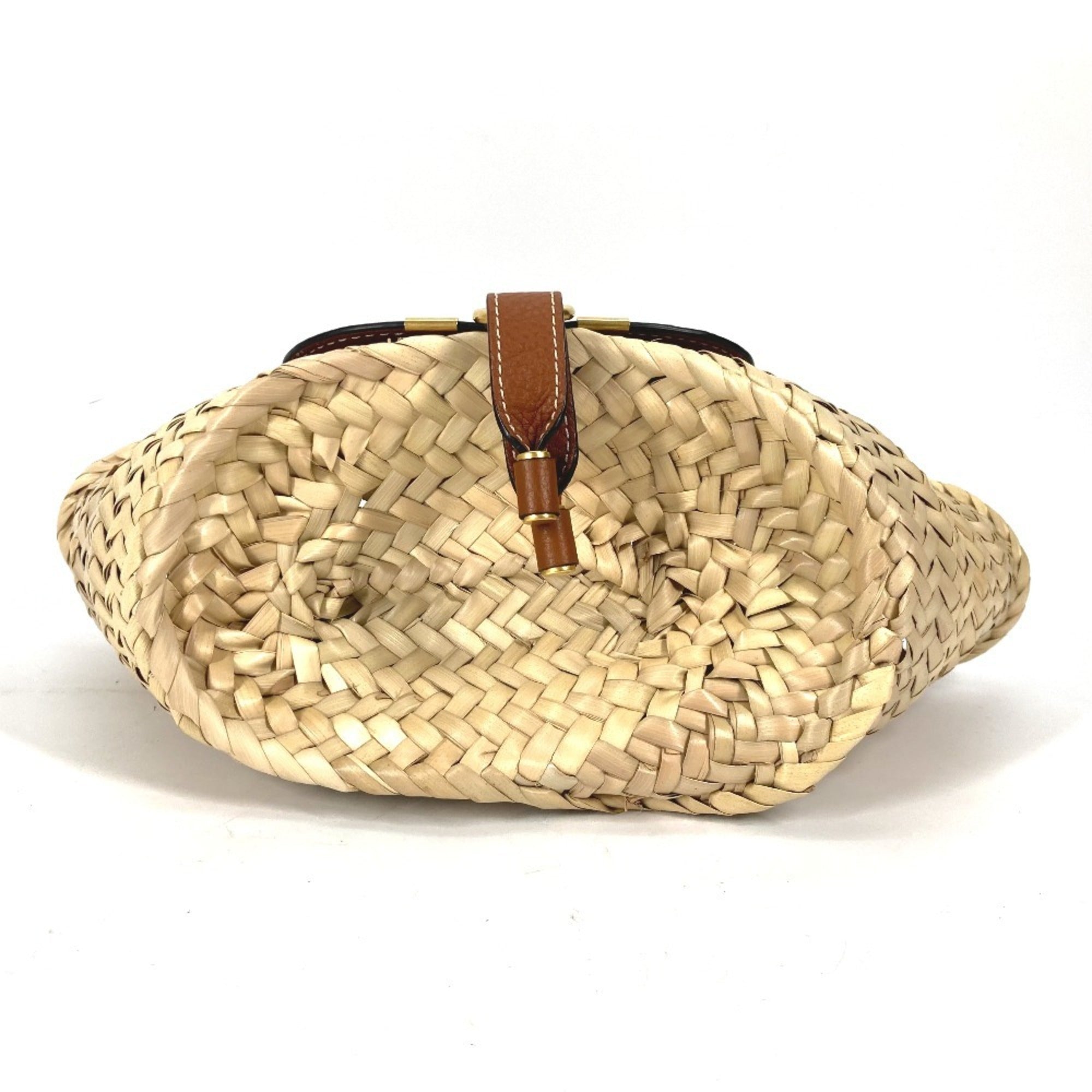 Chloé Beige Brown Straw Leather Handbag Tote Bag (Pre-Owned)