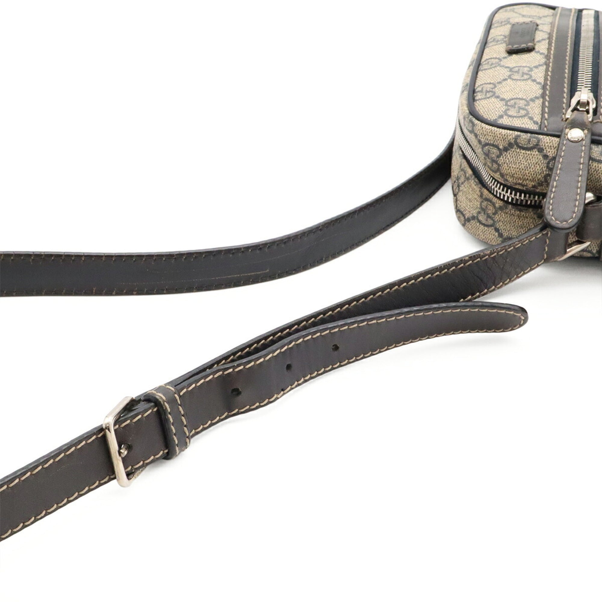 Gucci Beige Navy Gg Plus Pochette Shoulder Bag (Pre-Owned)