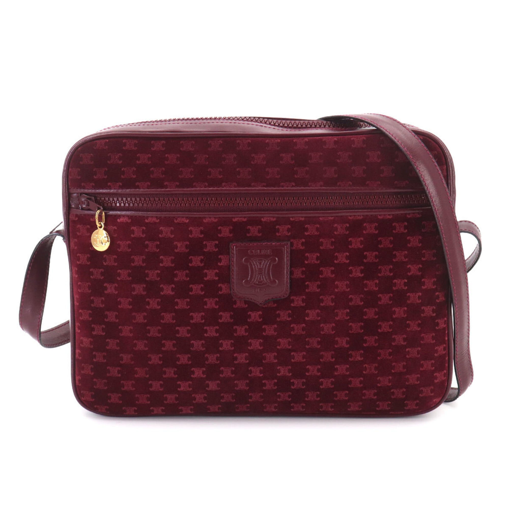 Celine Bordeaux Suede Leather Shoulder Bag (Pre-Owned)