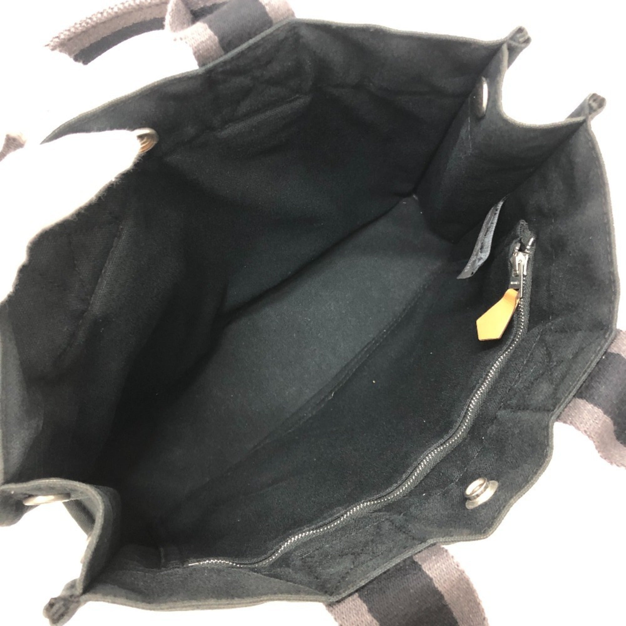 Hermes Black Canvas Handbag Tote Bag (Pre-Owned)