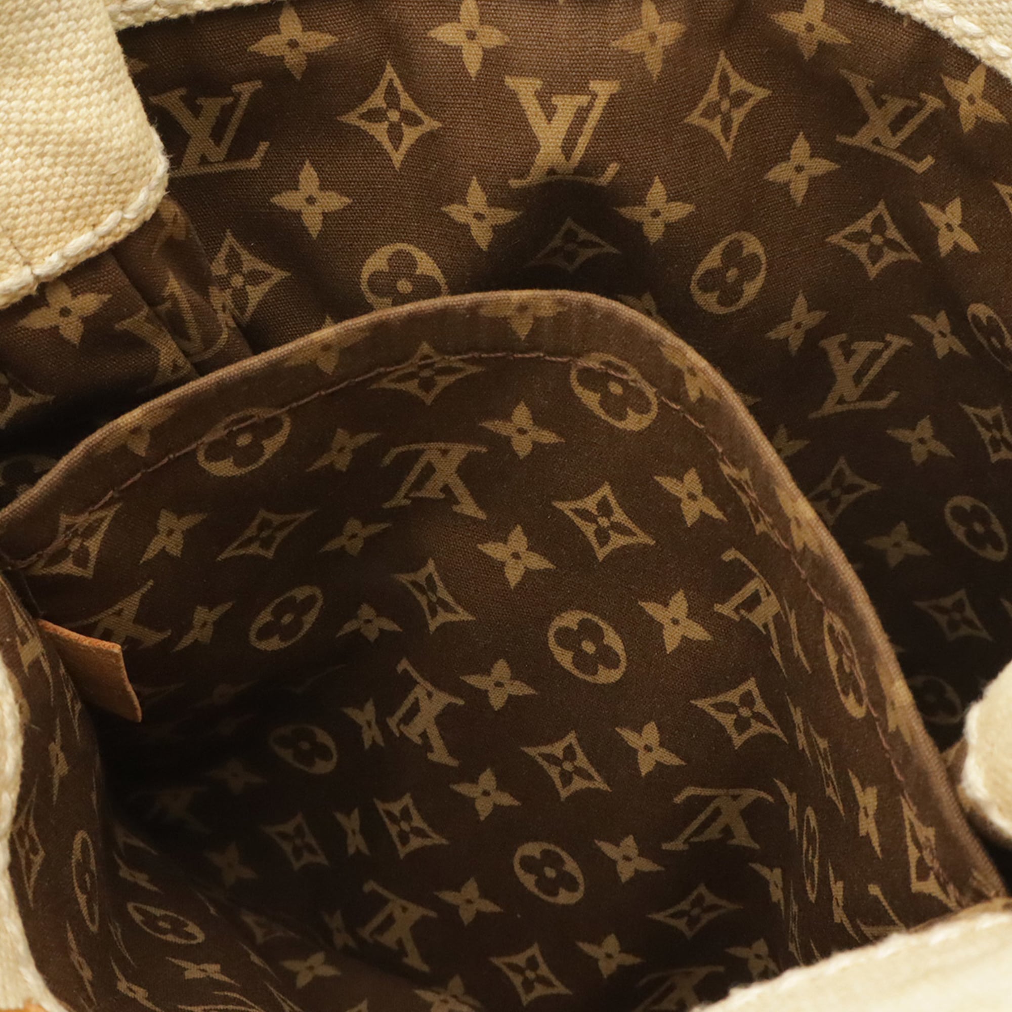 Louis Vuitton Blue Natural Yellow Canvas Handbag Tote Bag (Pre-Owned)