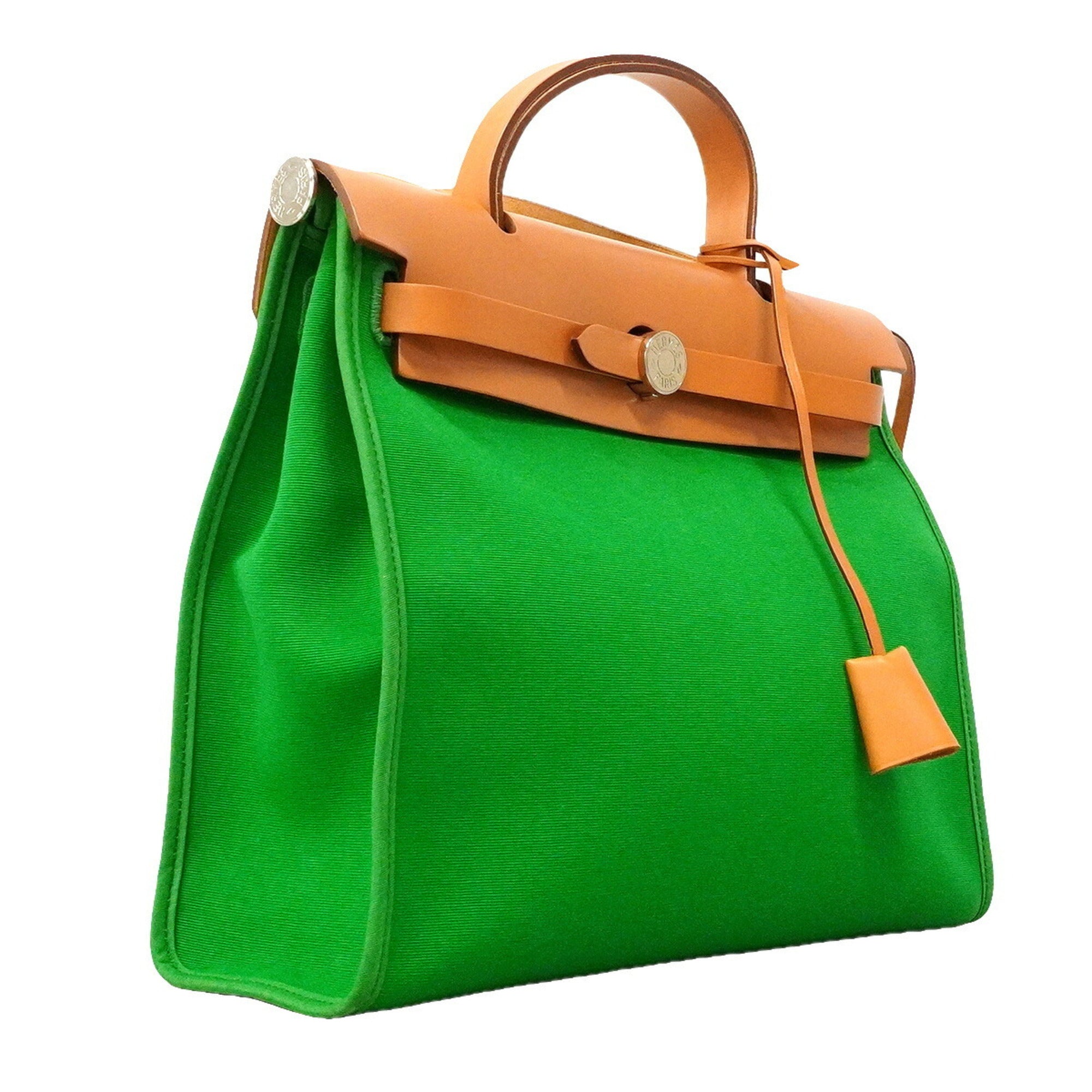 Hermes Bambou Natural Toile Officier Handbag (Pre-Owned)