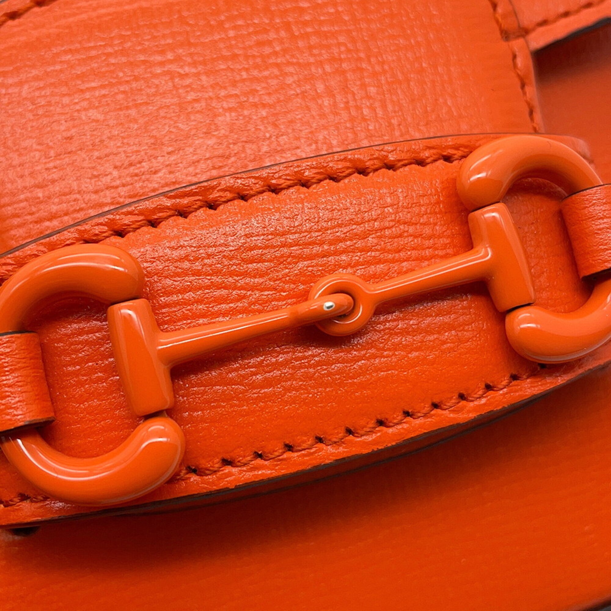 Gucci Horsebit Orange Leather Shoulder Bag (Pre-Owned)