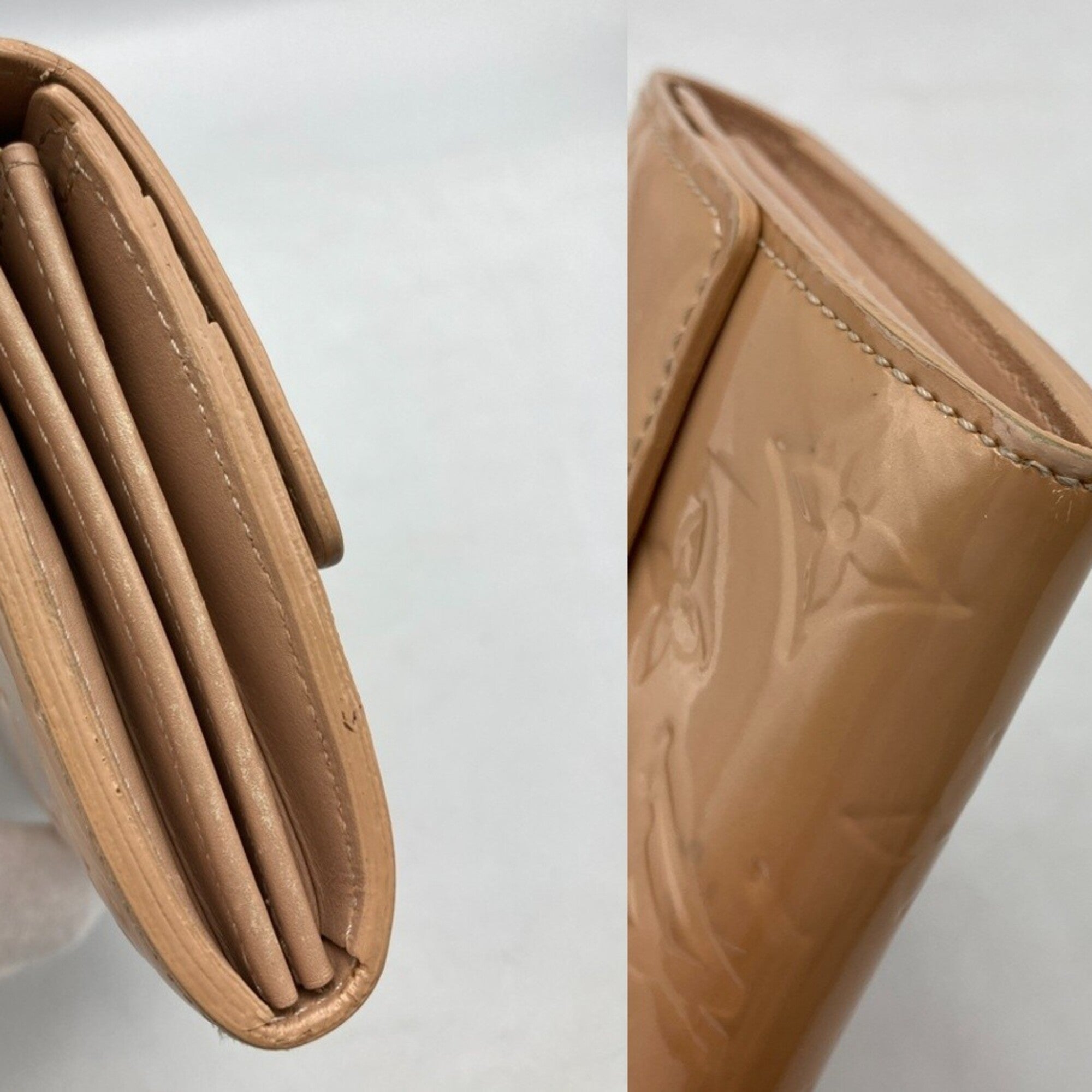 Louis Vuitton Vernis Beige Patent Leather Long Wallet (Bi-Fold) (Pre-Owned)