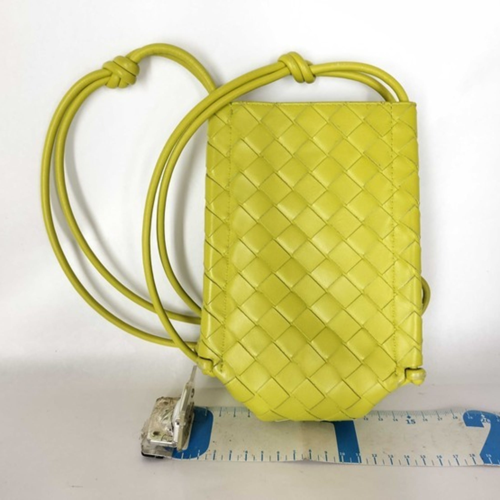 Bottega Veneta Intrecciato Green Yellow Leather Handbag Shoulder Bag Tote Bag (Pre-Owned)