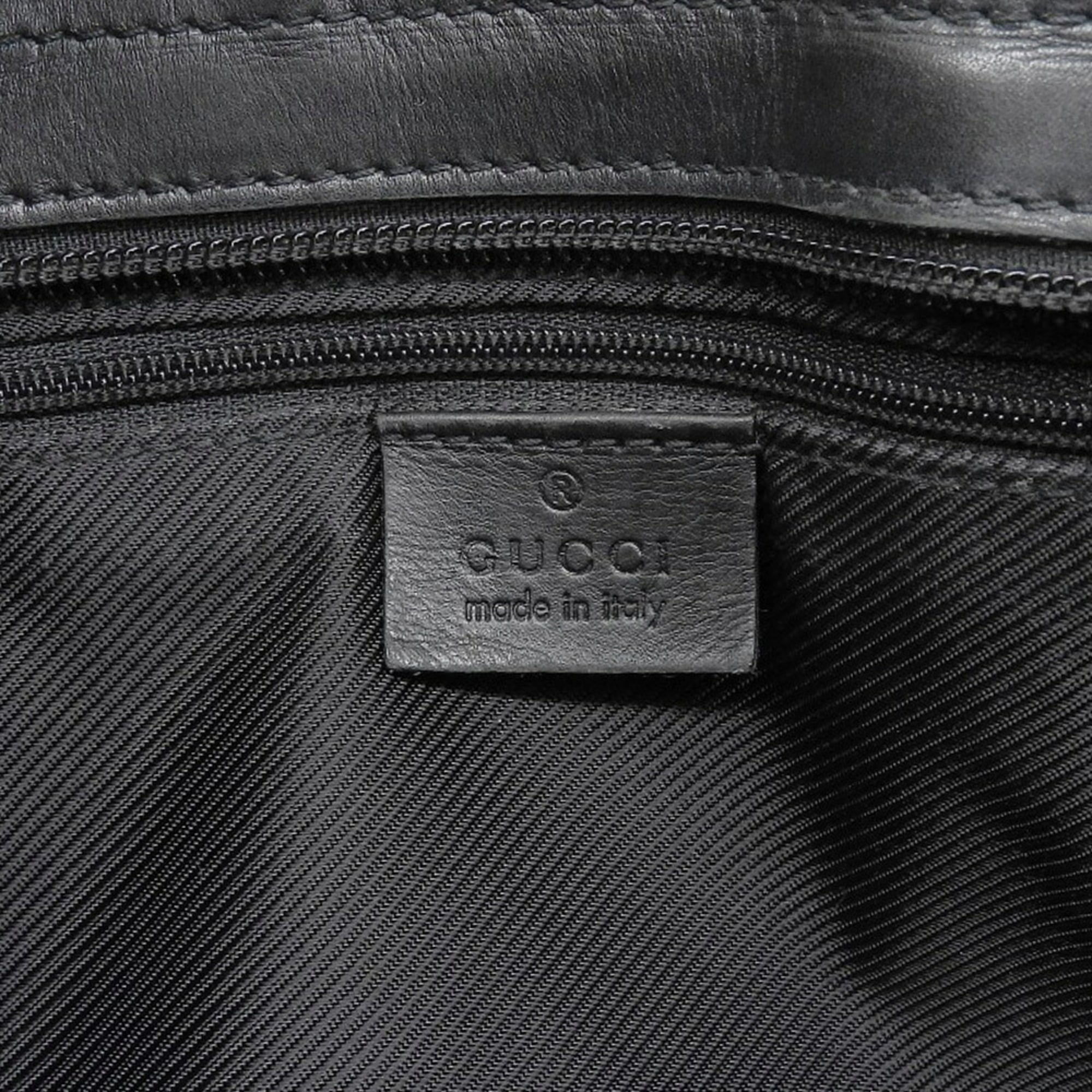 Gucci Black Gg Canvas Leather Handbag Tote Bag (Pre-Owned)