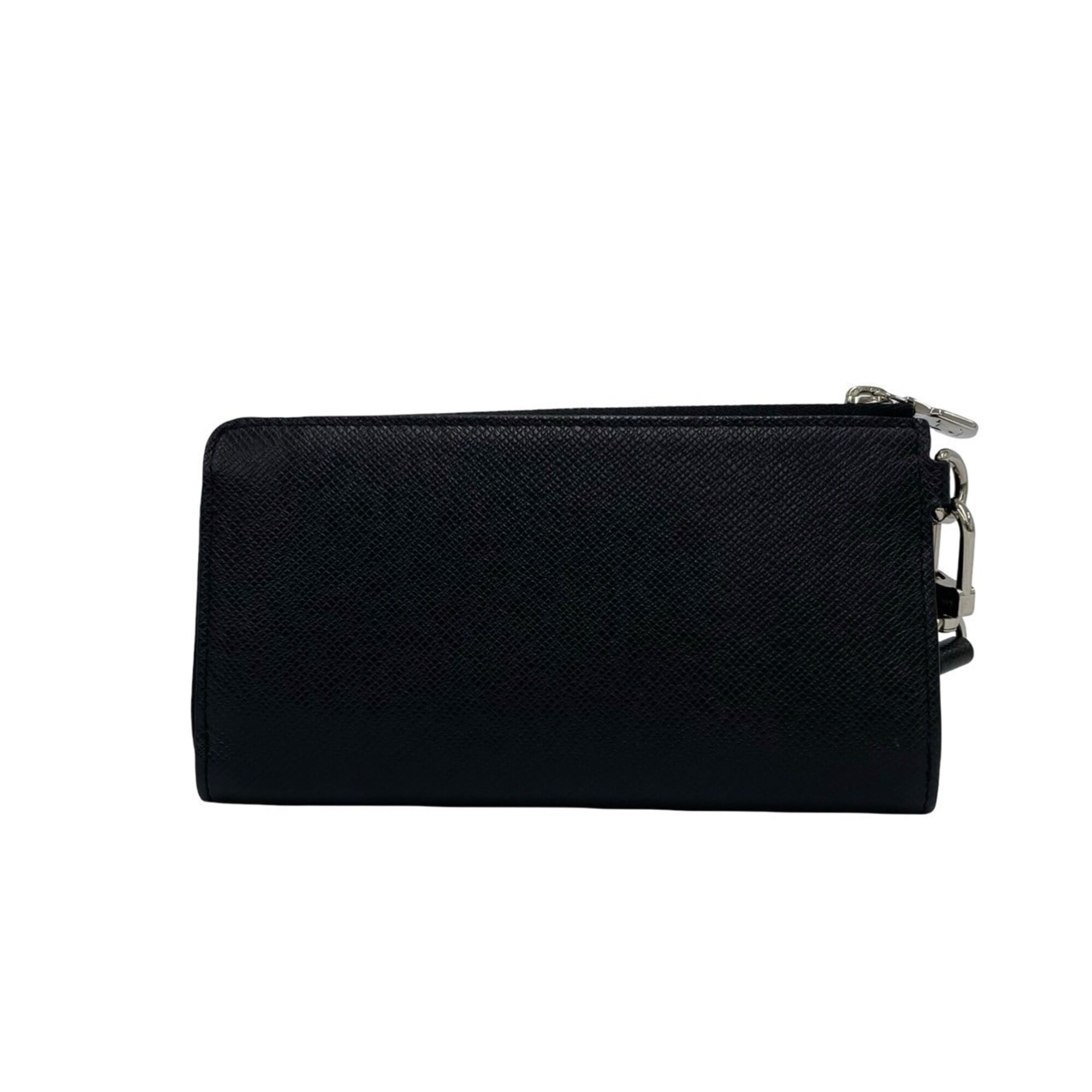 Louis Vuitton Black Leather Long Wallet (Bi-Fold) (Pre-Owned)
