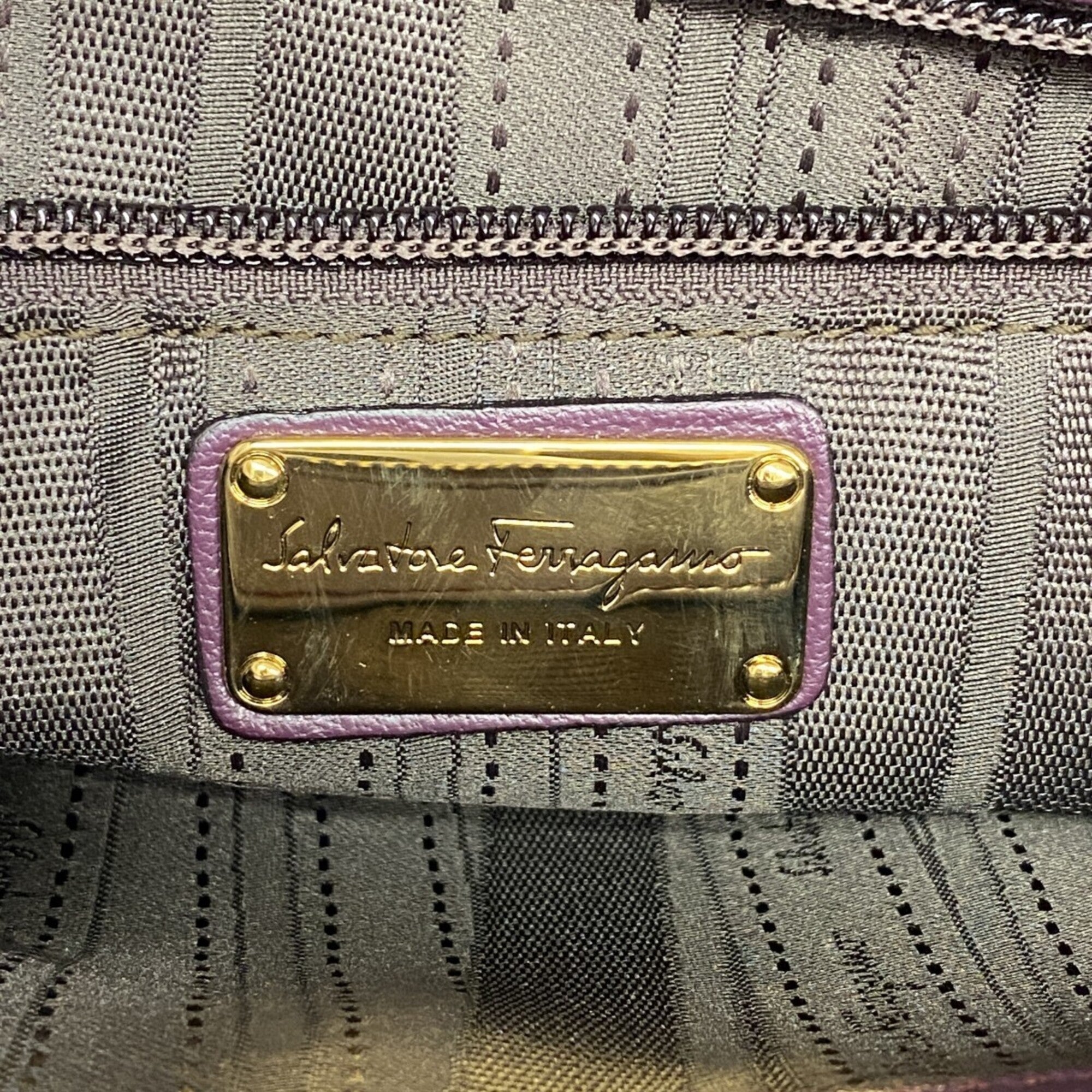 Salvatore Ferragamo Purple Leather Handbag (Pre-Owned)