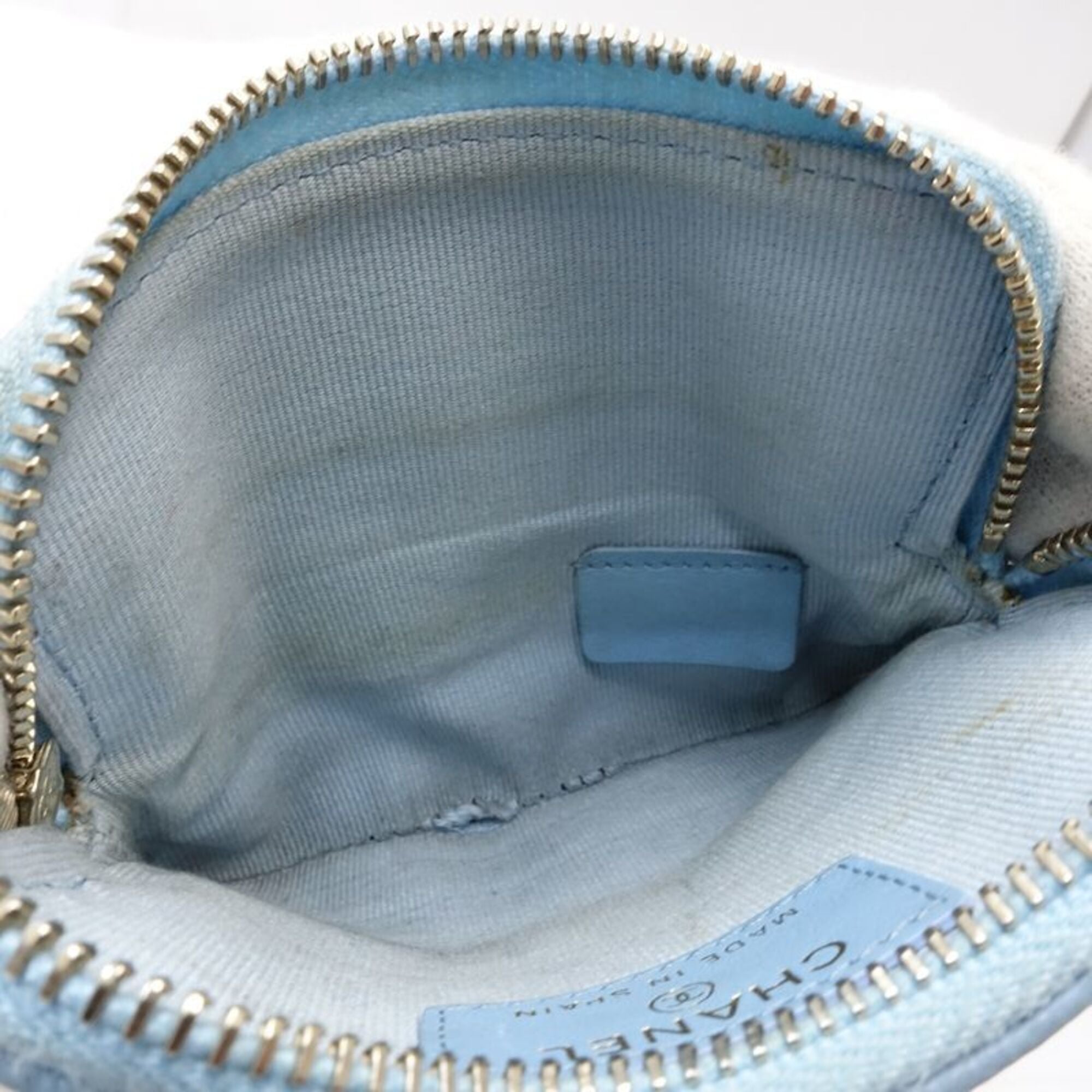 Chanel Light Blue Grained Calfskin Coin Purse/Coin Case (Pre-Owned)