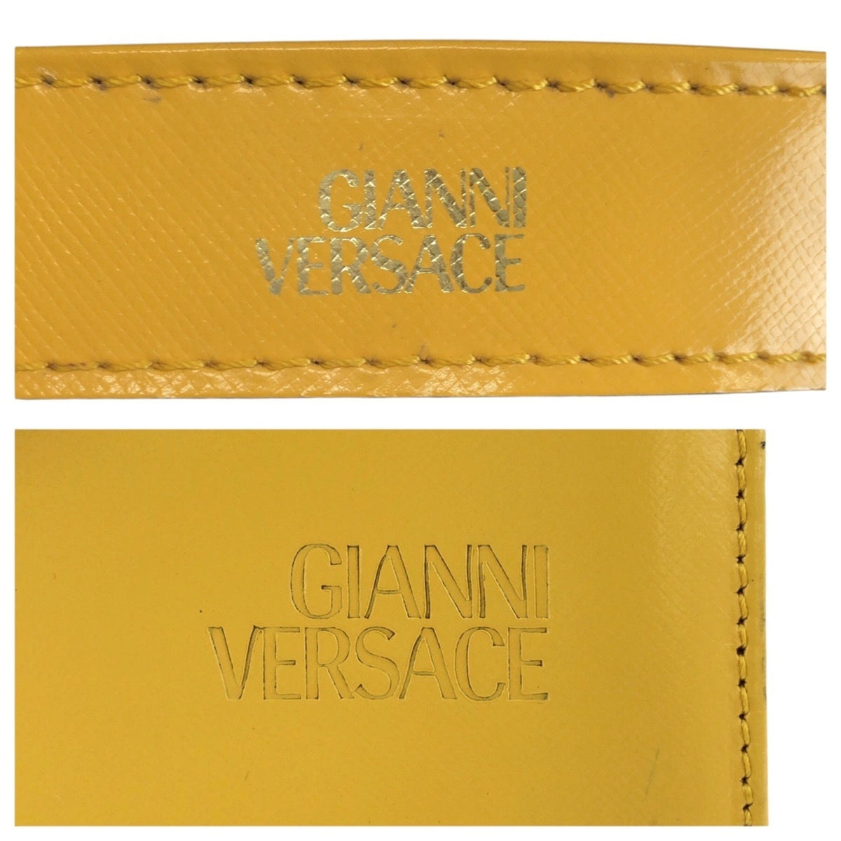 Versace Yellow Leather Handbag Shoulder Bag (Pre-Owned)