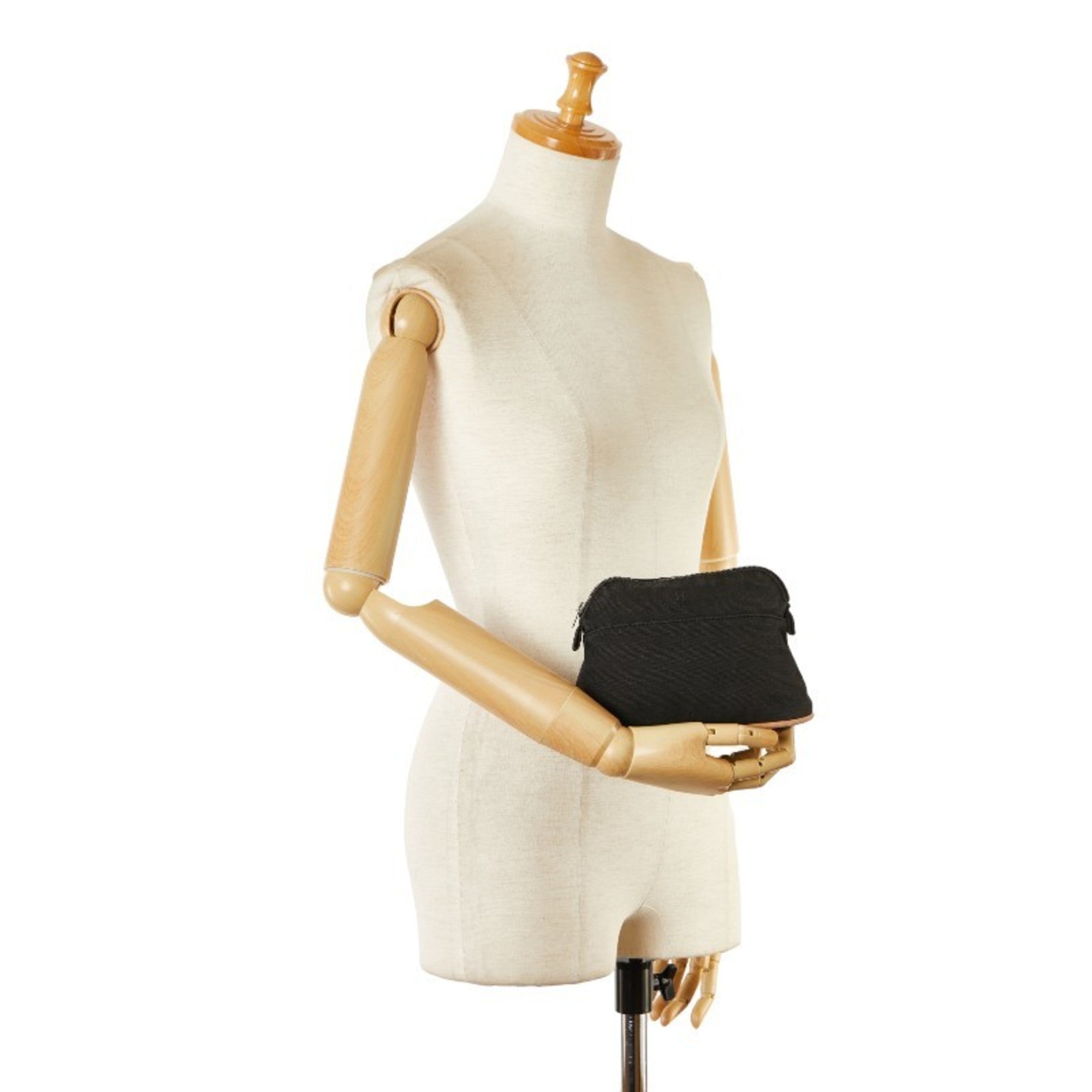 Hermes Black Canvas Leather Pouch (Pre-Owned)