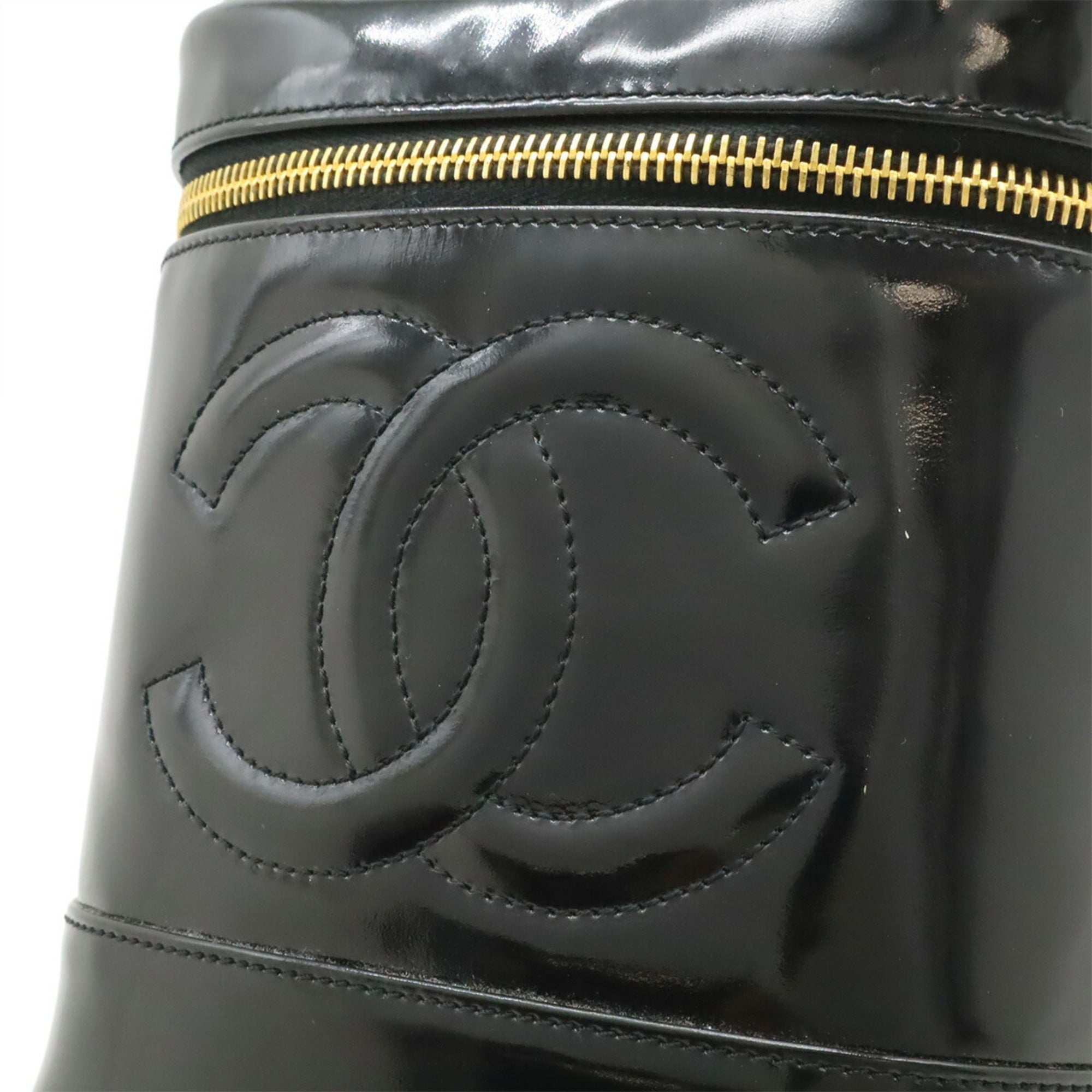 Chanel Black Leather Handbag Vanity Bag (Pre-Owned)