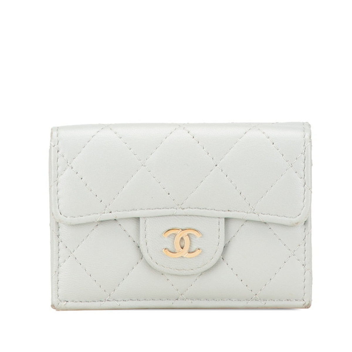 Chanel Gray Leather Wallet (Tri-Fold) (Pre-Owned)