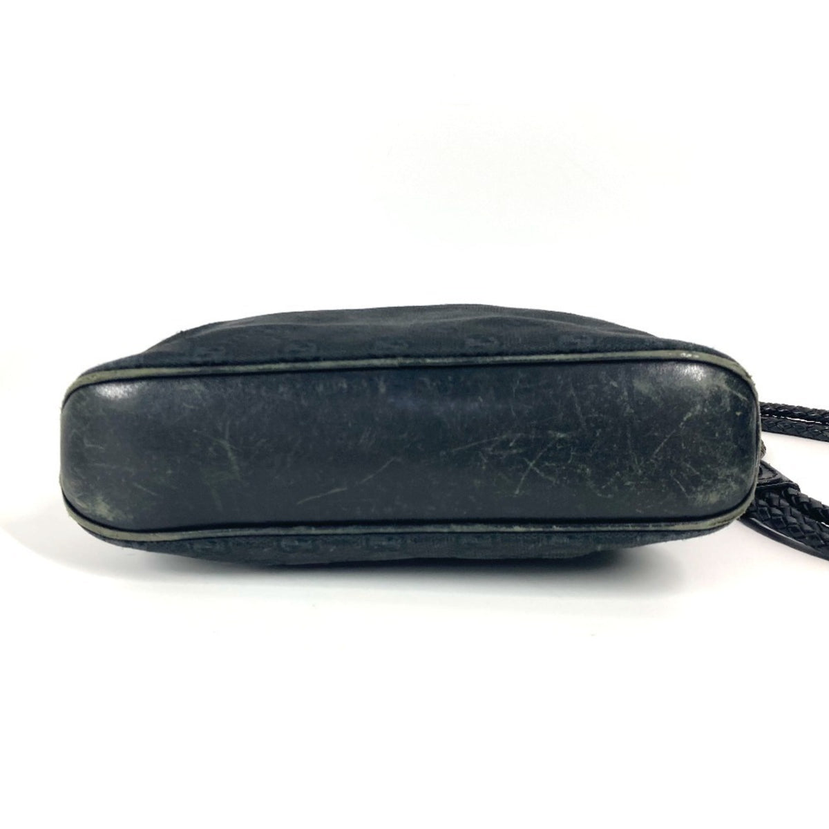 Gucci Black Gg Canvas Leather Shoulder Bag (Pre-Owned)