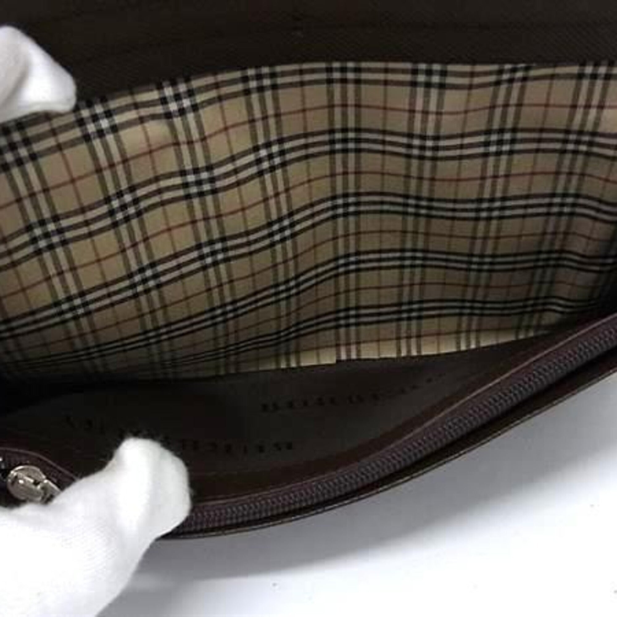 Burberry Dark Brown Leather Long Wallet (Bi-Fold) (Pre-Owned)