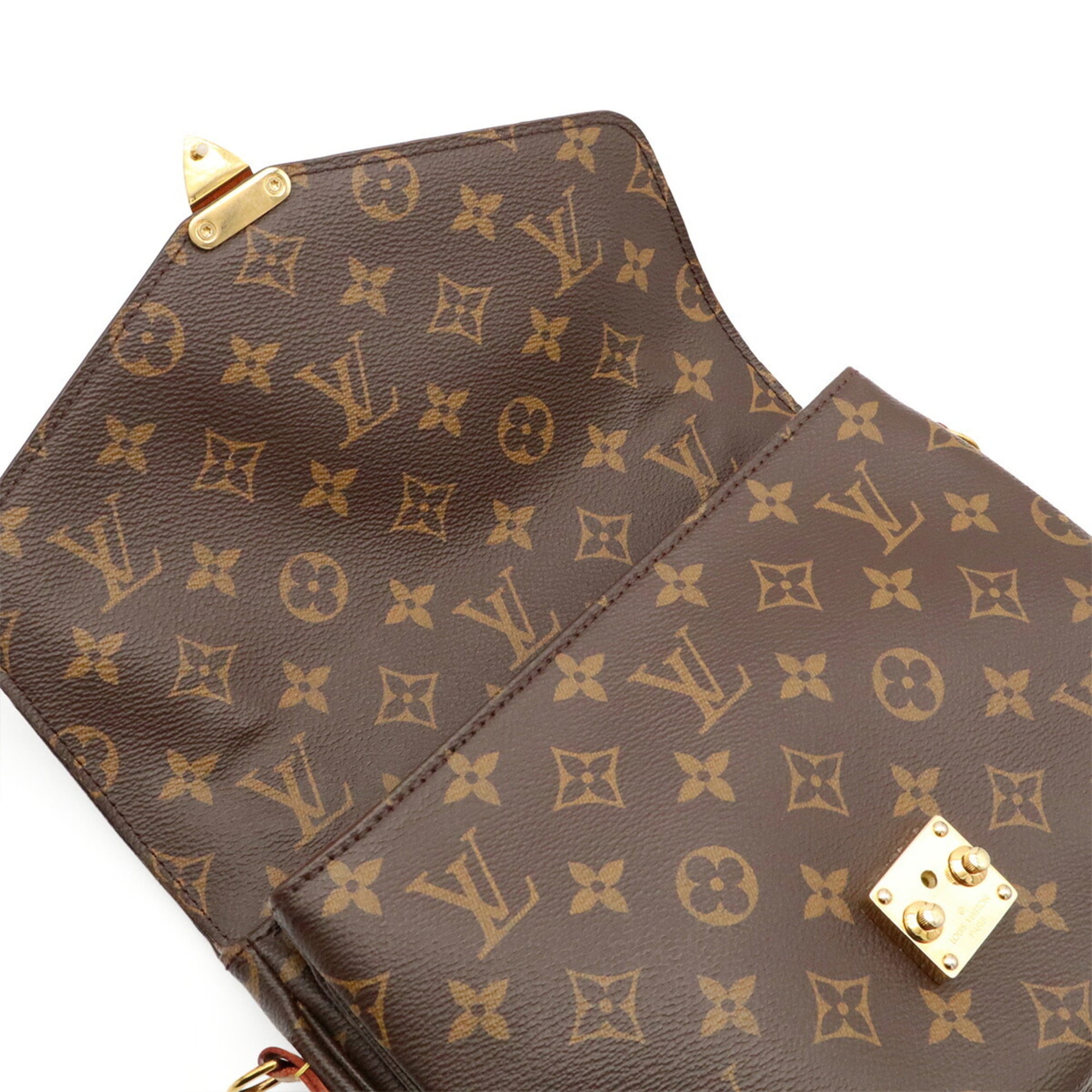 Louis Vuitton Brown Monogram Canvas Clutch Bag Handbag Pochette Shoulder Bag (Pre-Owned)
