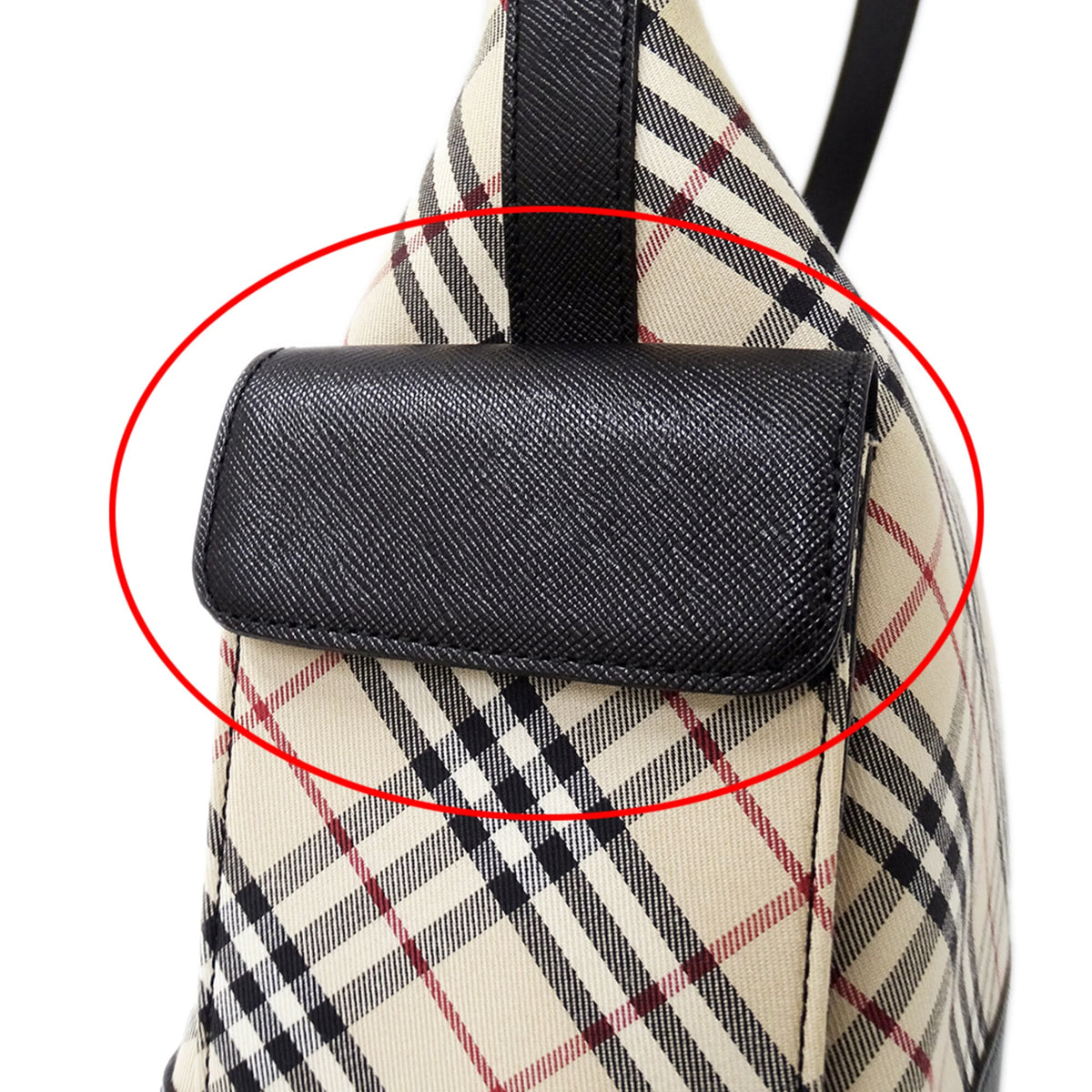 Burberry Beige Black Canvas Handbag Shoulder Bag (Pre-Owned)