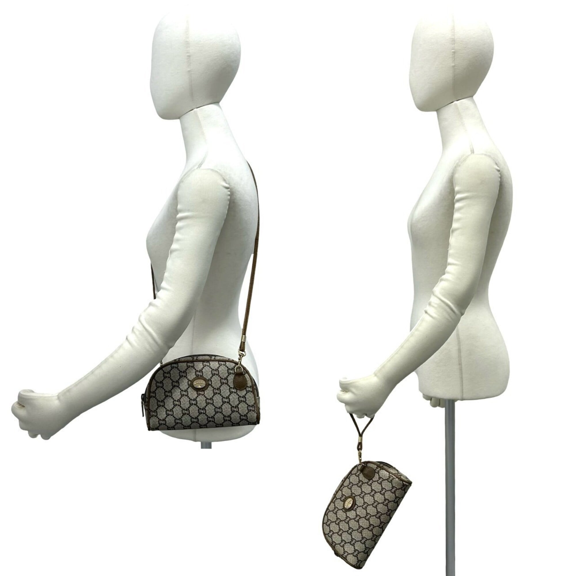 Gucci Brown Leather Pvc Clutch Bag Shoulder Bag (Pre-Owned)