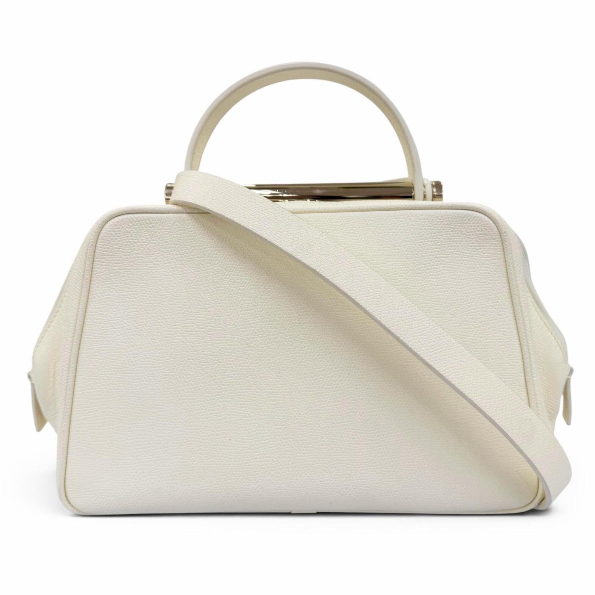 Valextra Ivory Leather Handbag Shoulder Bag (Pre-Owned)