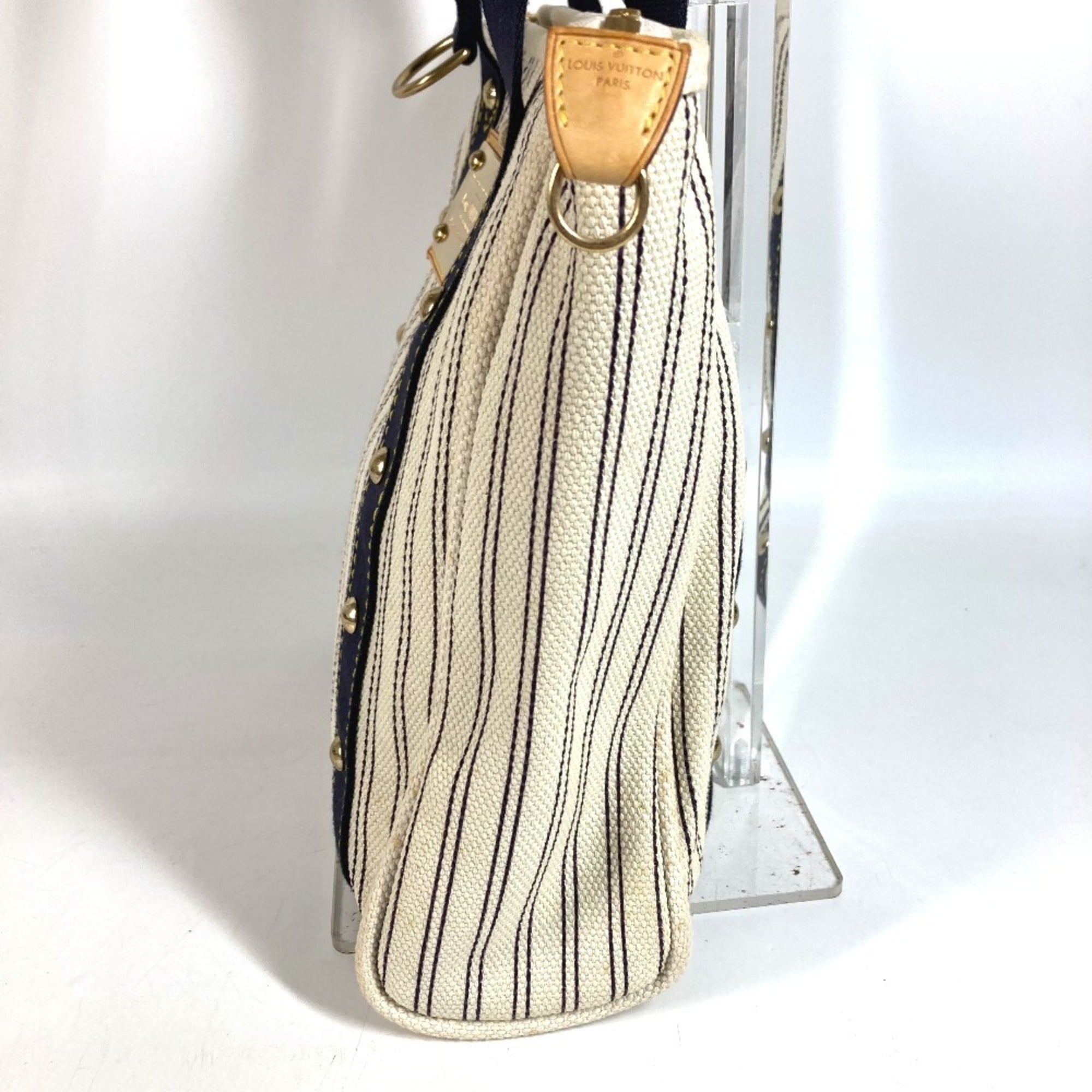 Louis Vuitton Navy White Canvas Shoulder Bag Tote Bag (Pre-Owned)