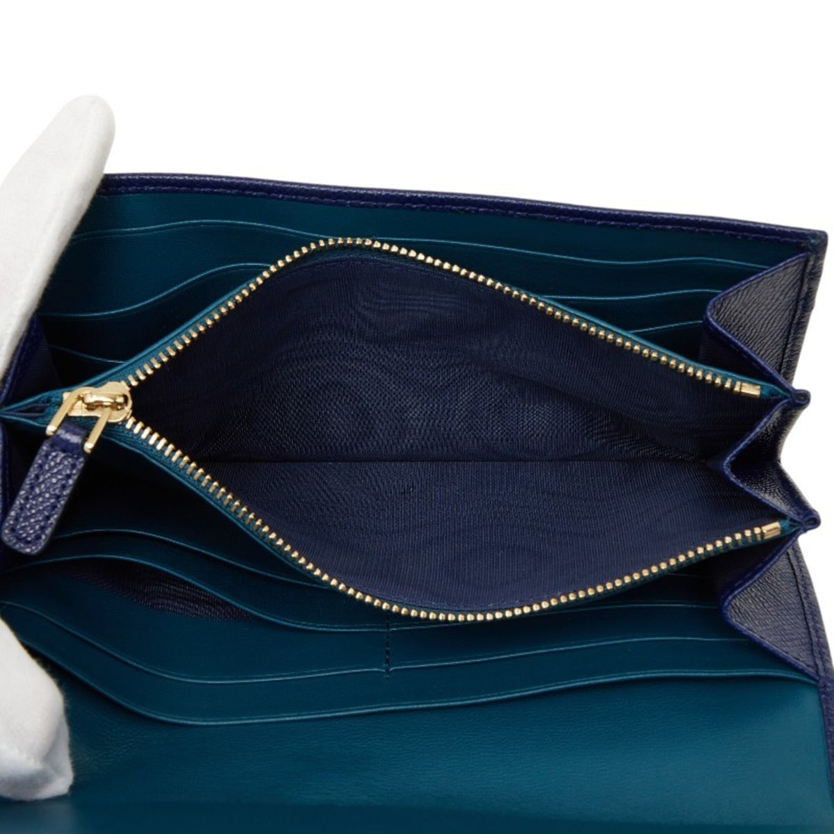 Bvlgari Blue Leather Long Wallet (Bi-Fold) (Pre-Owned)