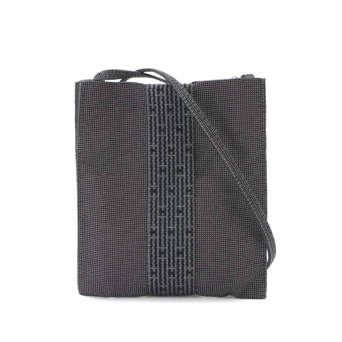 Hermes Gray Canvas Handbag Pochette Shoulder Bag (Pre-Owned)
