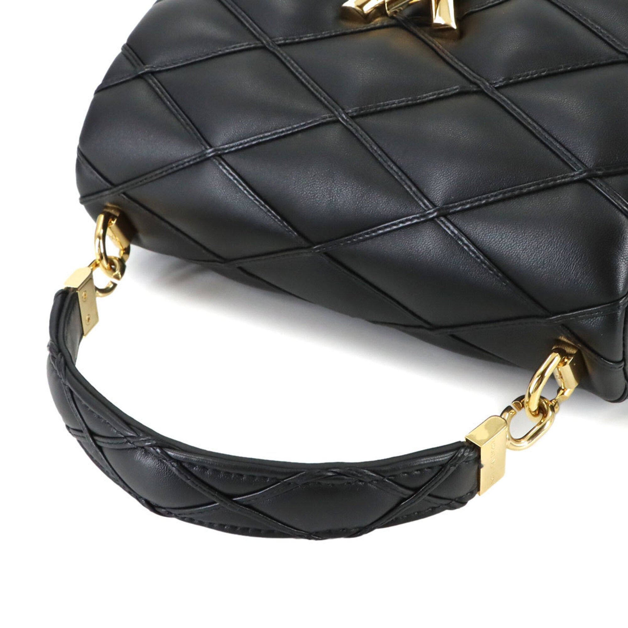 Louis Vuitton Noir Leather Handbag Shoulder Bag (Pre-Owned)