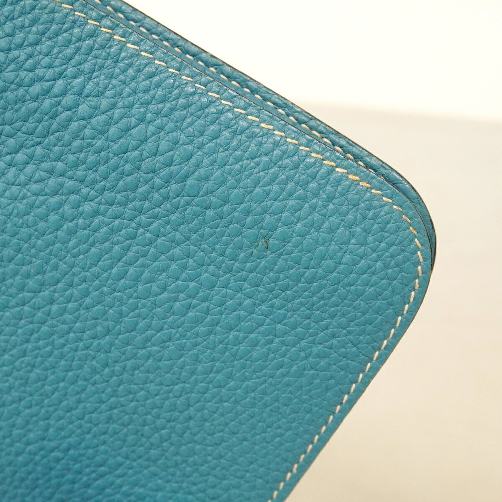 Hermes Blue Jean Togo Leather Long Wallet (Bi-Fold) (Pre-Owned)