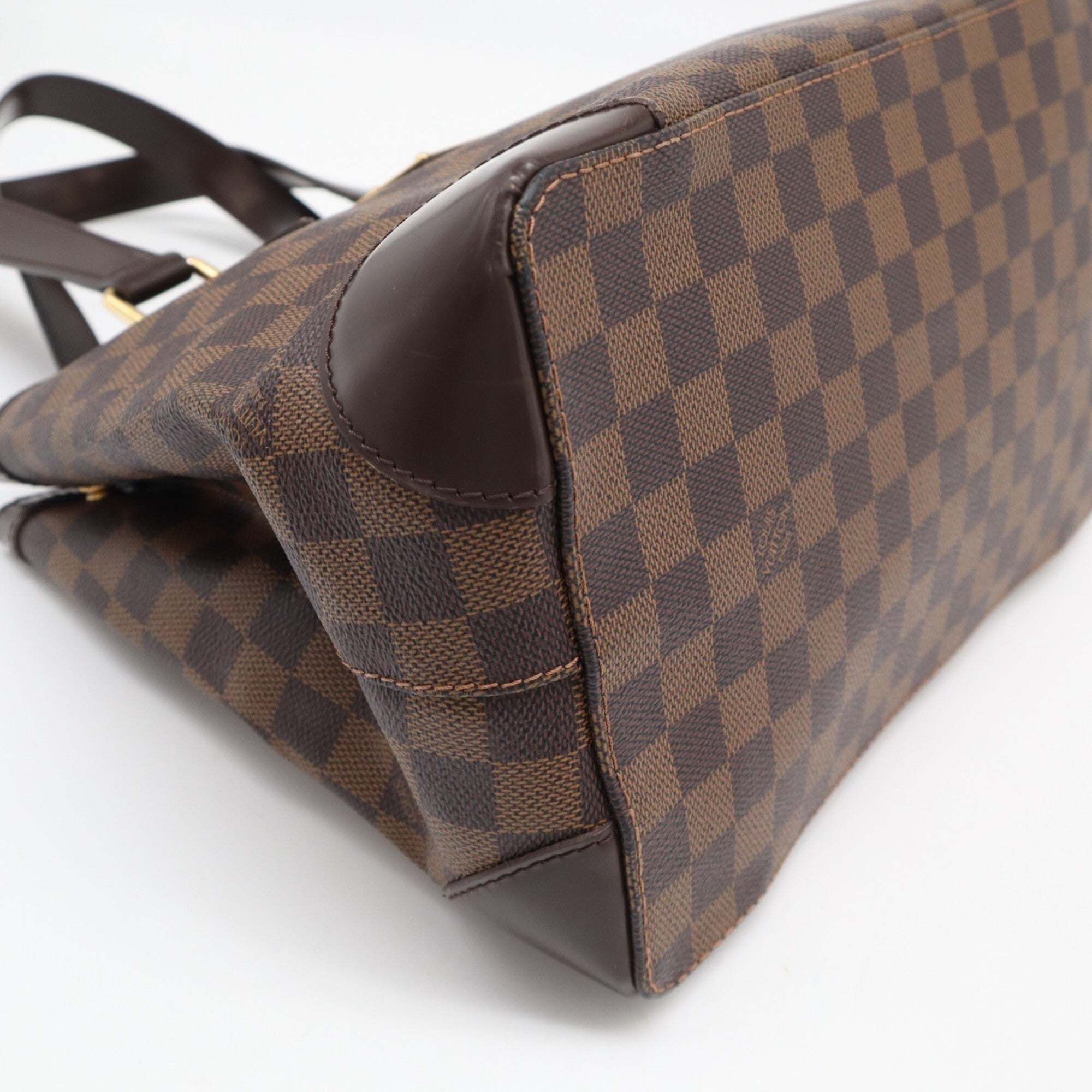 Louis Vuitton Beige Brown Damier Canvas Leather Coated Canvas Handbag (Pre-Owned)