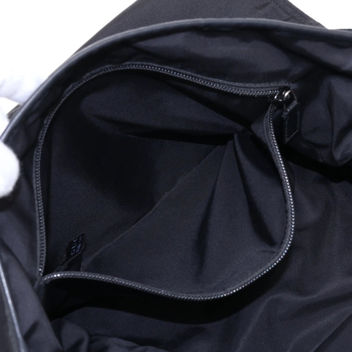 Gucci Black Leather Canvas Messenger Bag Shoulder Bag (Pre-Owned)