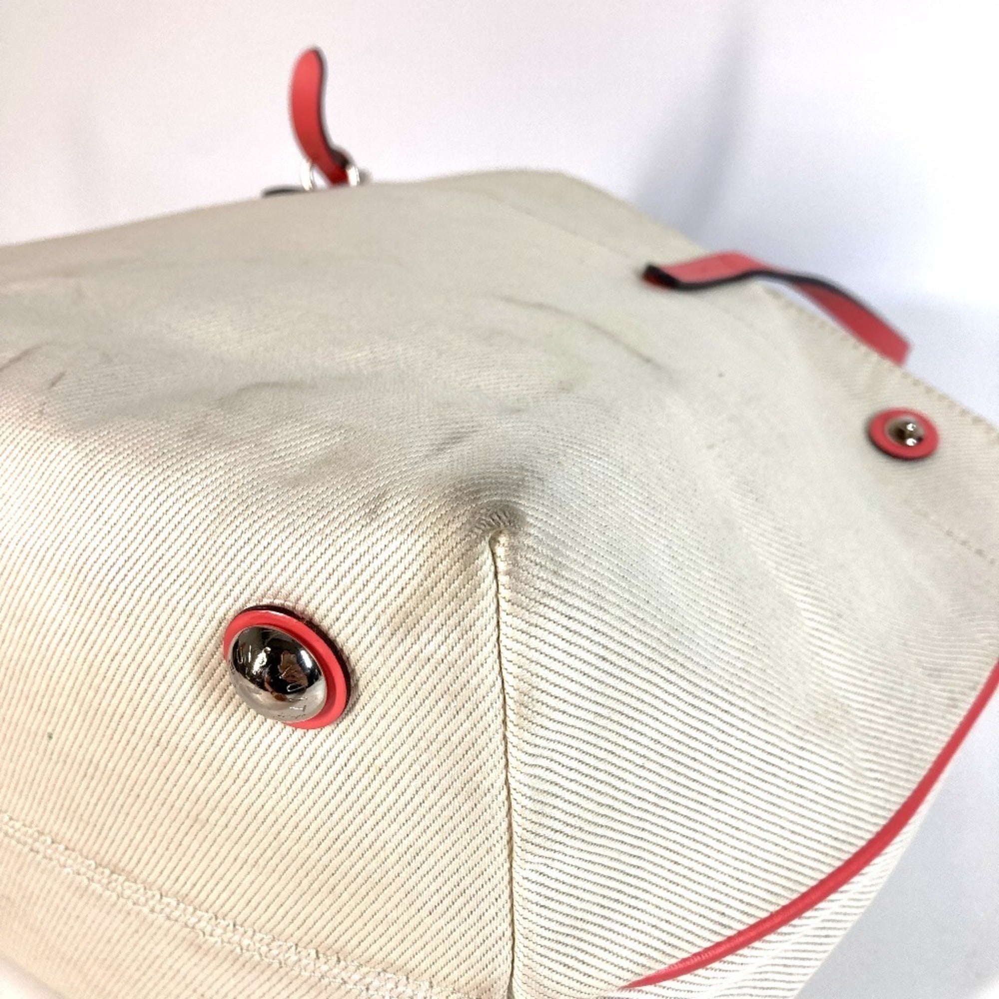 Louis Vuitton Pink White Leather Canvas Shoulder Bag Tote Bag (Pre-Owned)