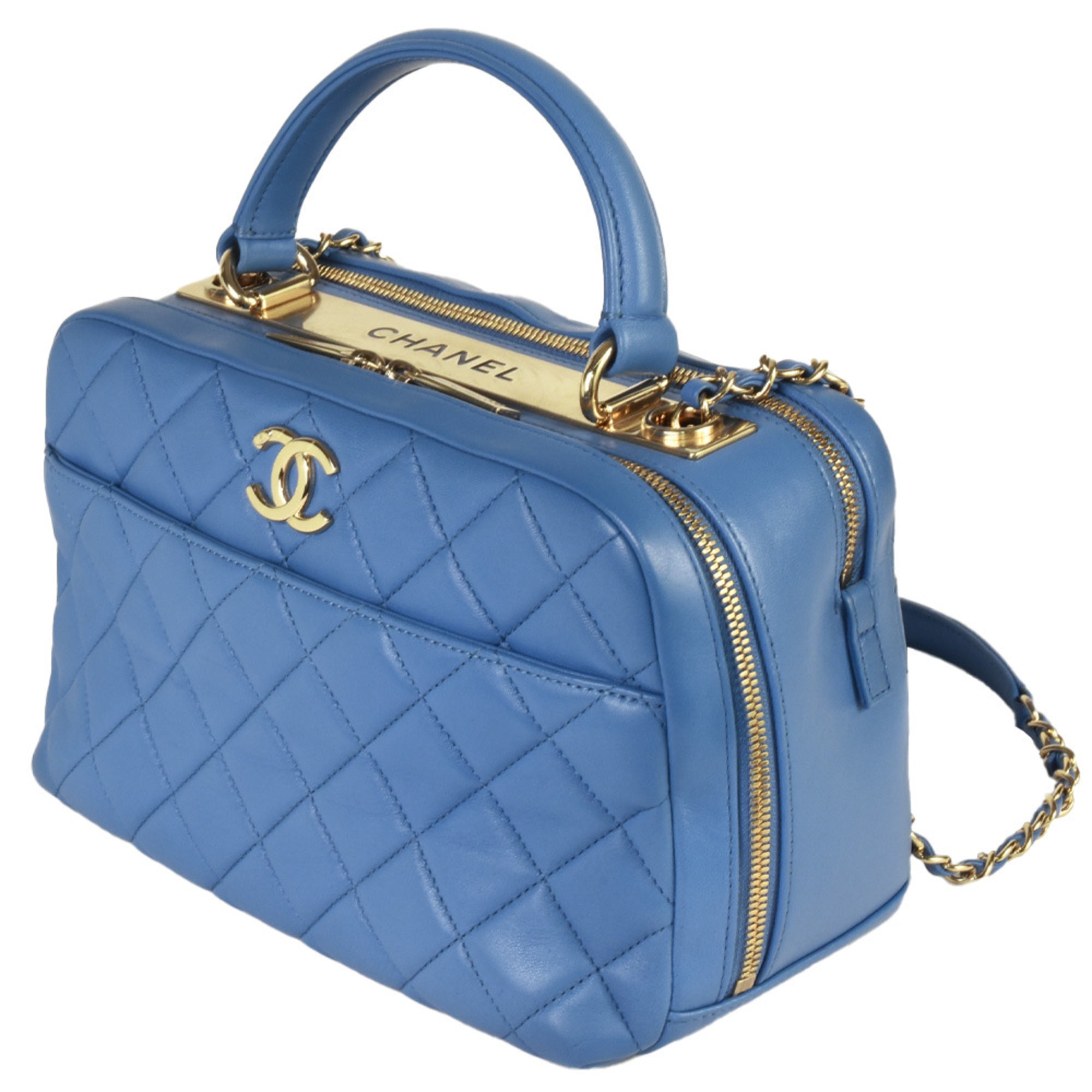 Chanel Blue Suede Handbag Shoulder Bag (Pre-Owned)