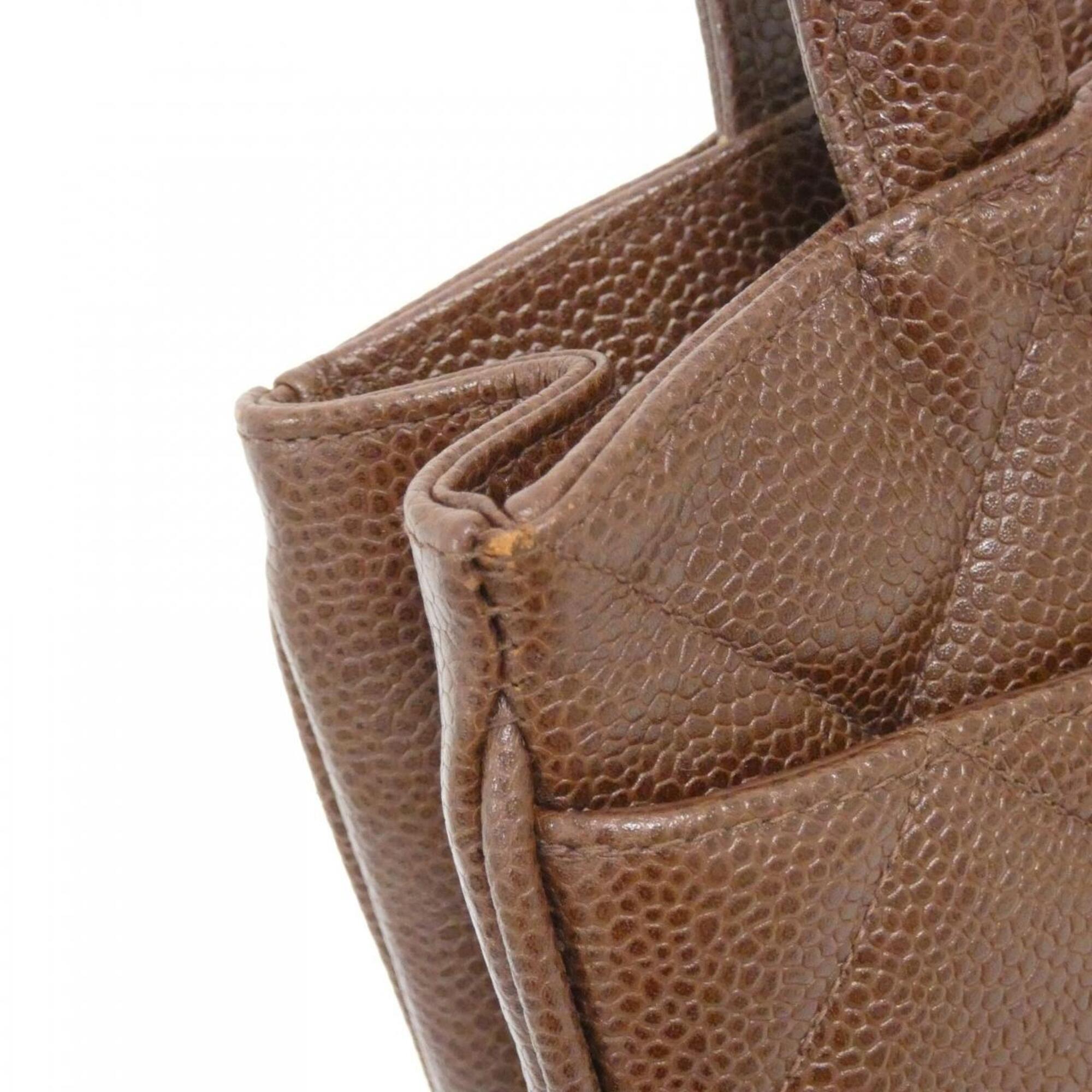 Chanel Brown Grained Calfskin Handbag (Pre-Owned)