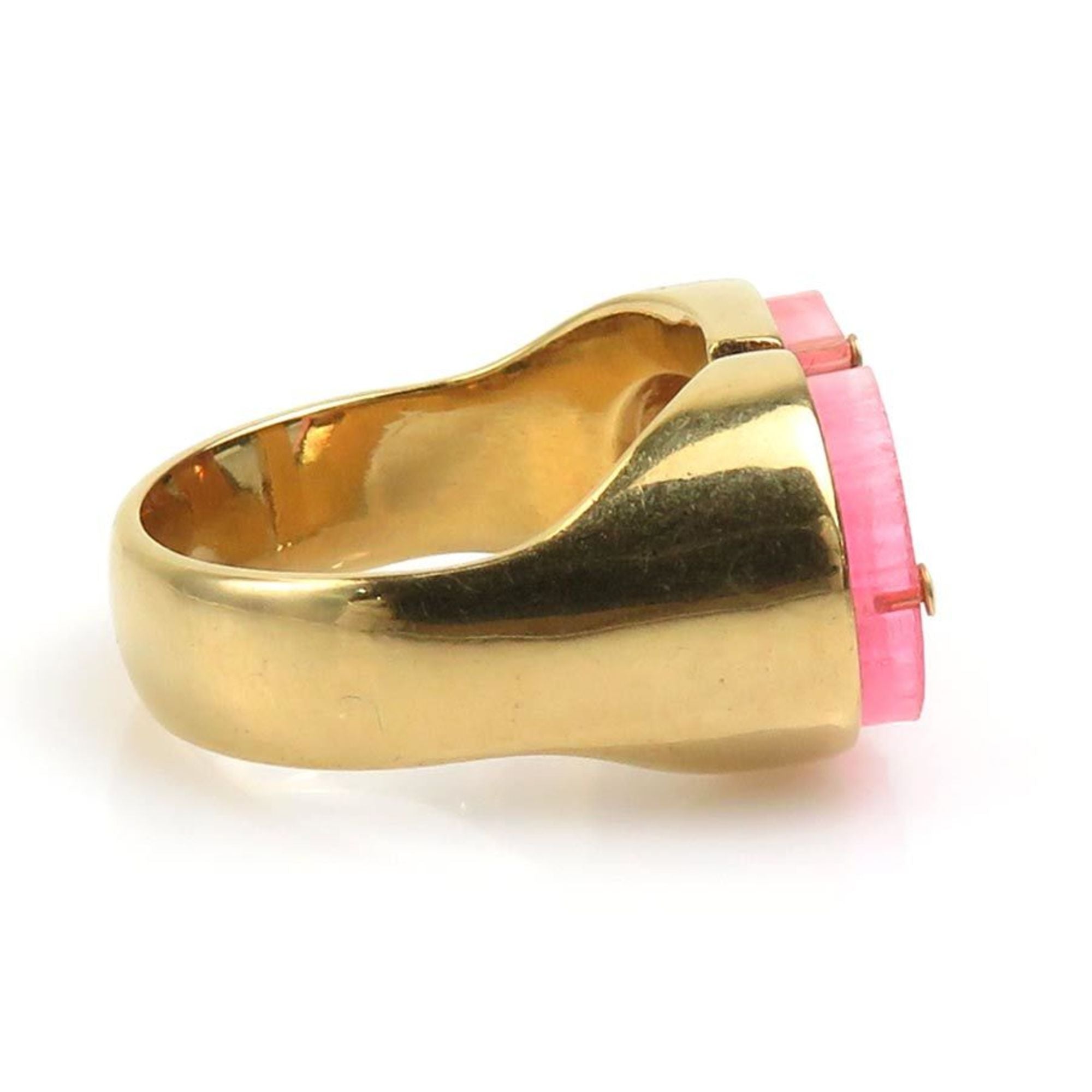 Christian Dior Gold Pink Metal Band Ring (Pre-Owned)