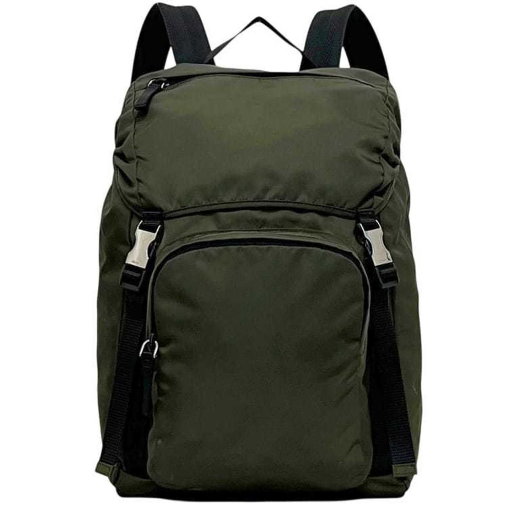 Prada Green Khaki Mimetico Nylon Leather Backpack (Pre-Owned)