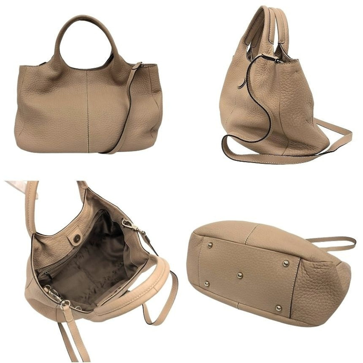Tod's Beige Leather Shoulder Bag Tote Bag (Pre-Owned)