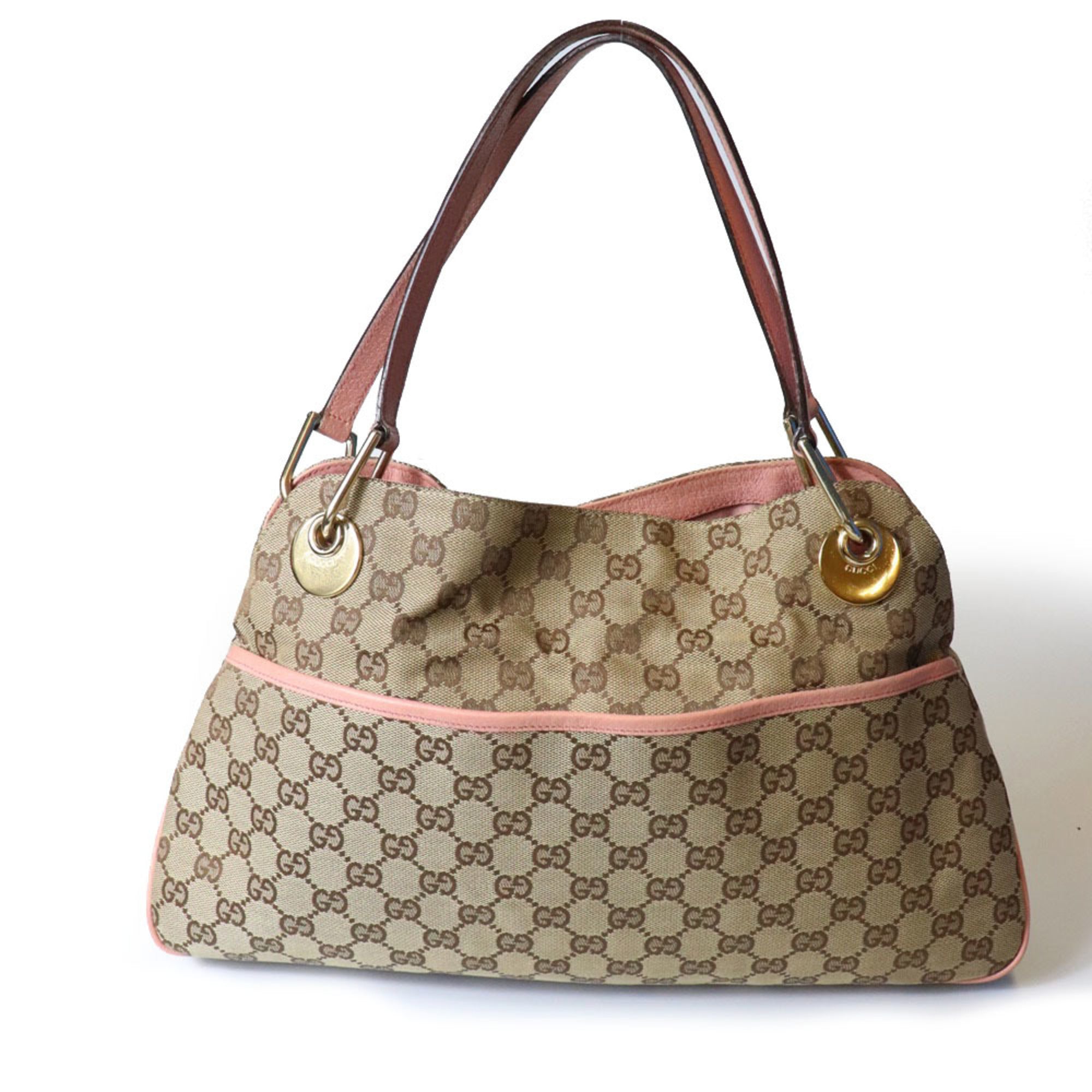 Gucci Beige Beige Pink Gg Canvas Tote Bag (Pre-Owned)