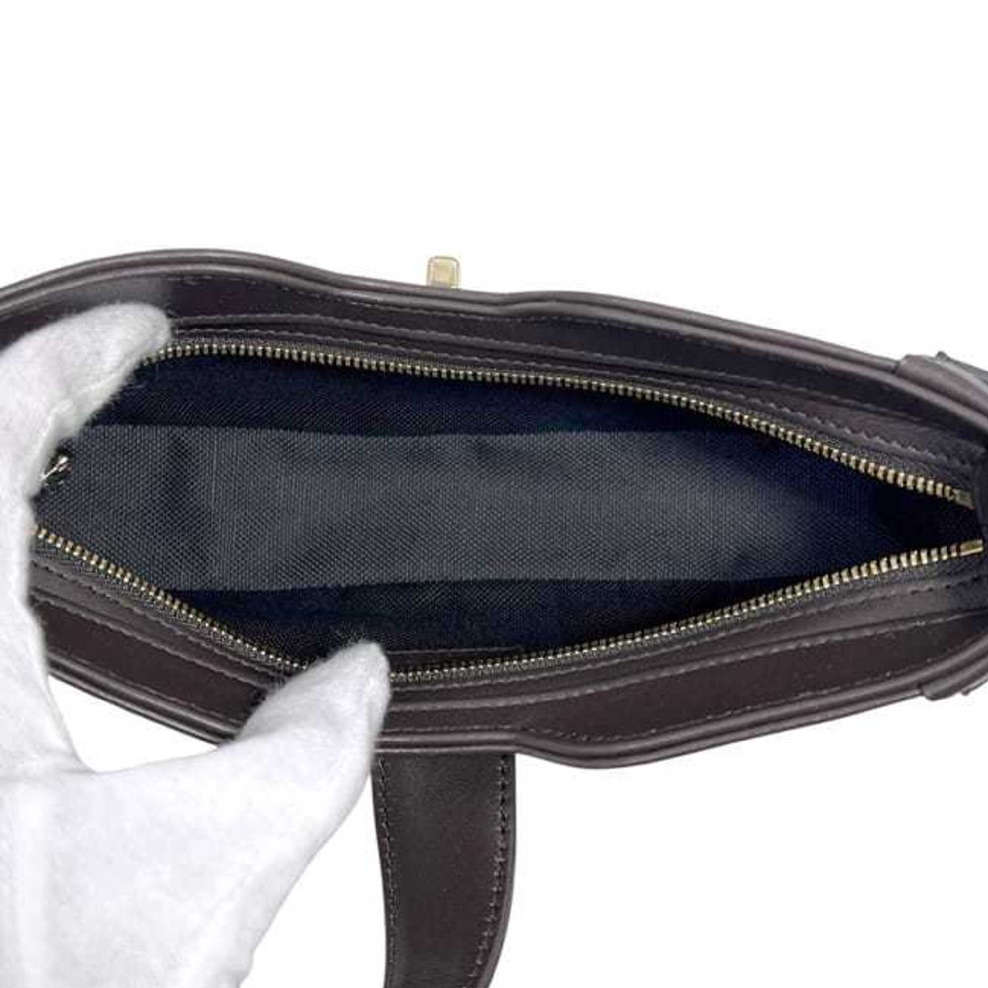 Gucci Beige Brown Canvas Leather Shoulder Bag (Pre-Owned)