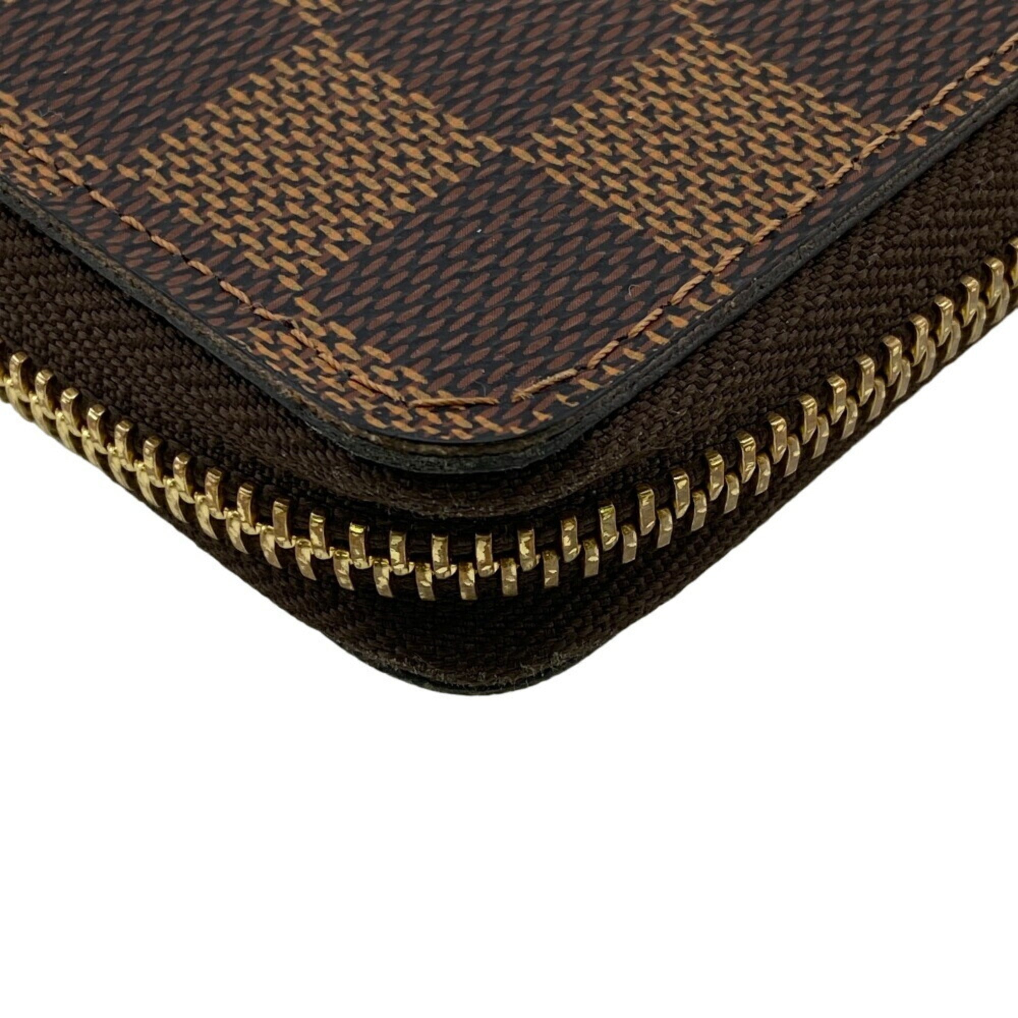 Louis Vuitton Damier Brown Leather Long Wallet (Bi-Fold) (Pre-Owned)