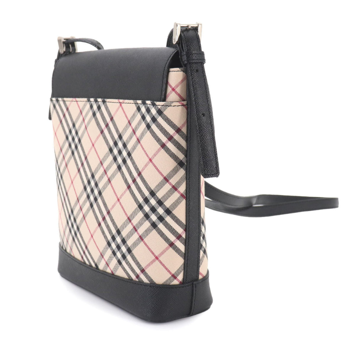Burberry Beige Black Canvas Leather Handbag Shoulder Bag (Pre-Owned)