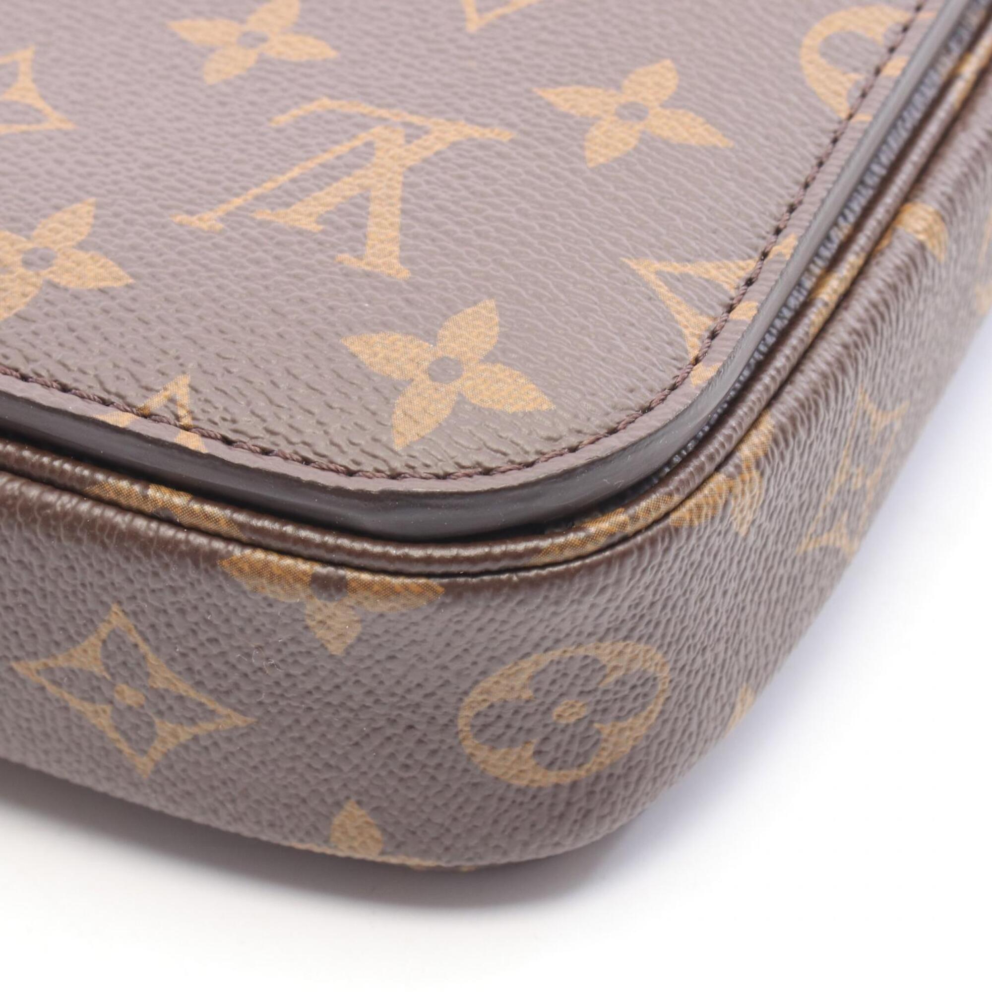 Louis Vuitton Brown Coated Canvas Monogram Leather Handbag Pochette (Pre-Owned)