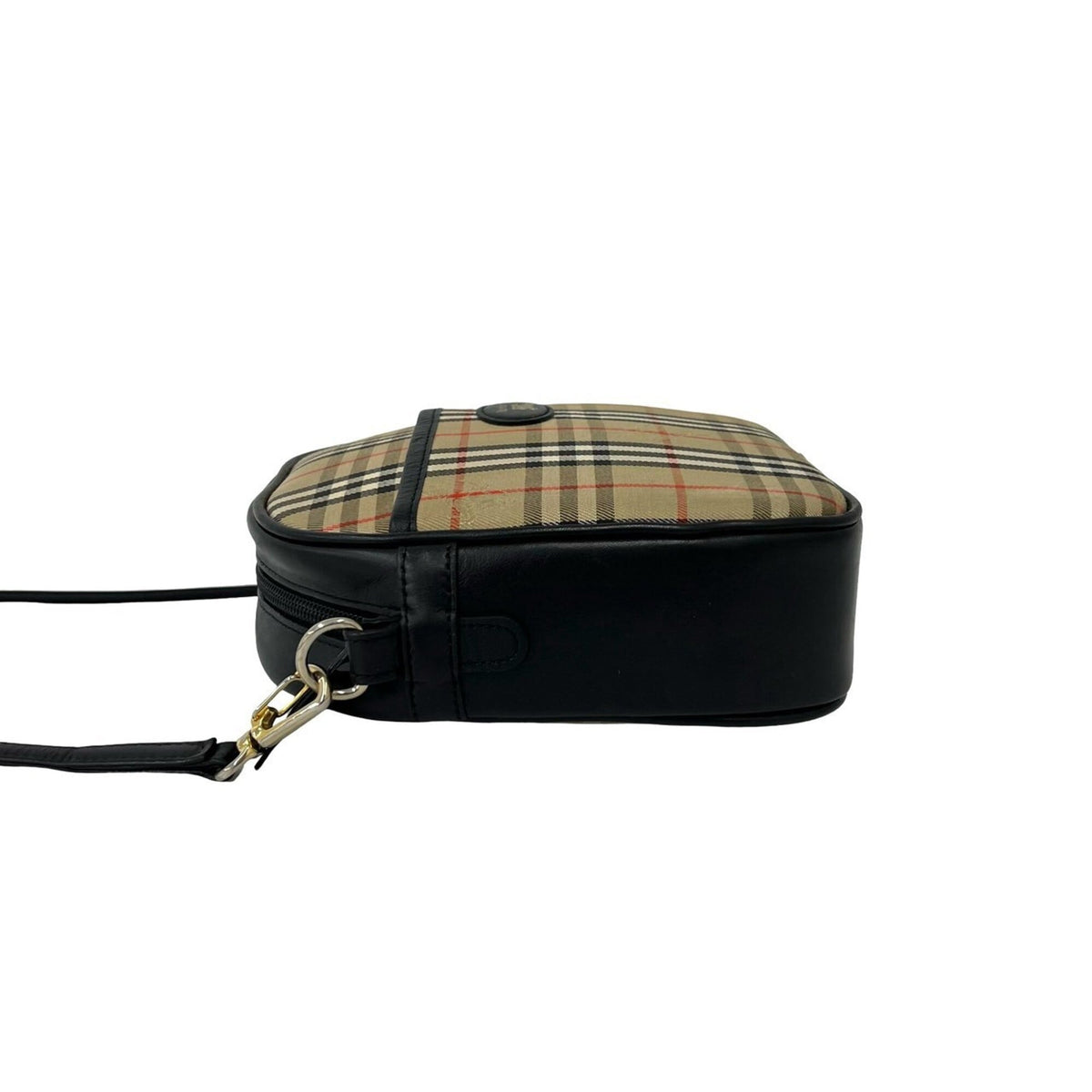 Burberry Beige Black Canvas Leather Shoulder Bag (Pre-Owned)