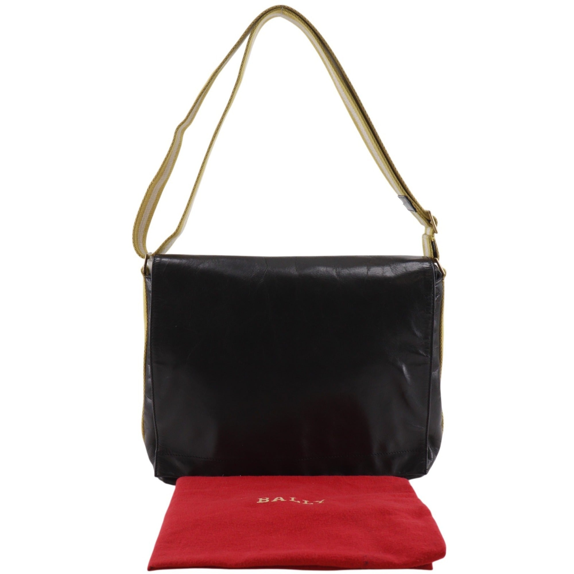 Bally Black Yellow Leather Shoulder Bag (Pre-Owned)