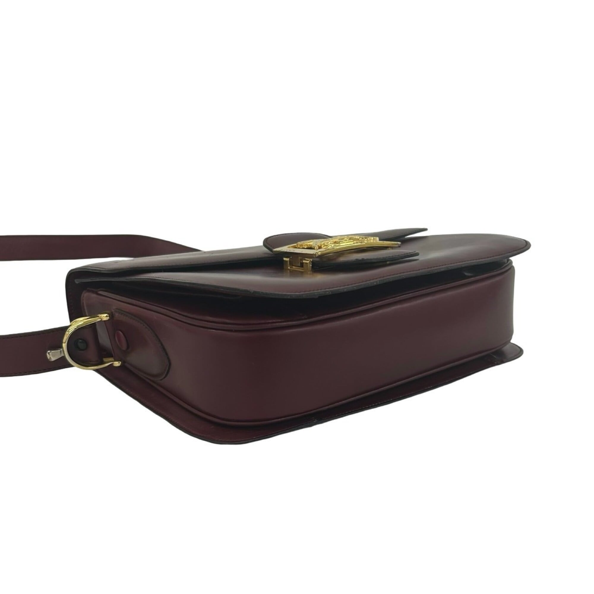 Celine Red Color Wine Leather Shoulder Bag (Pre-Owned)