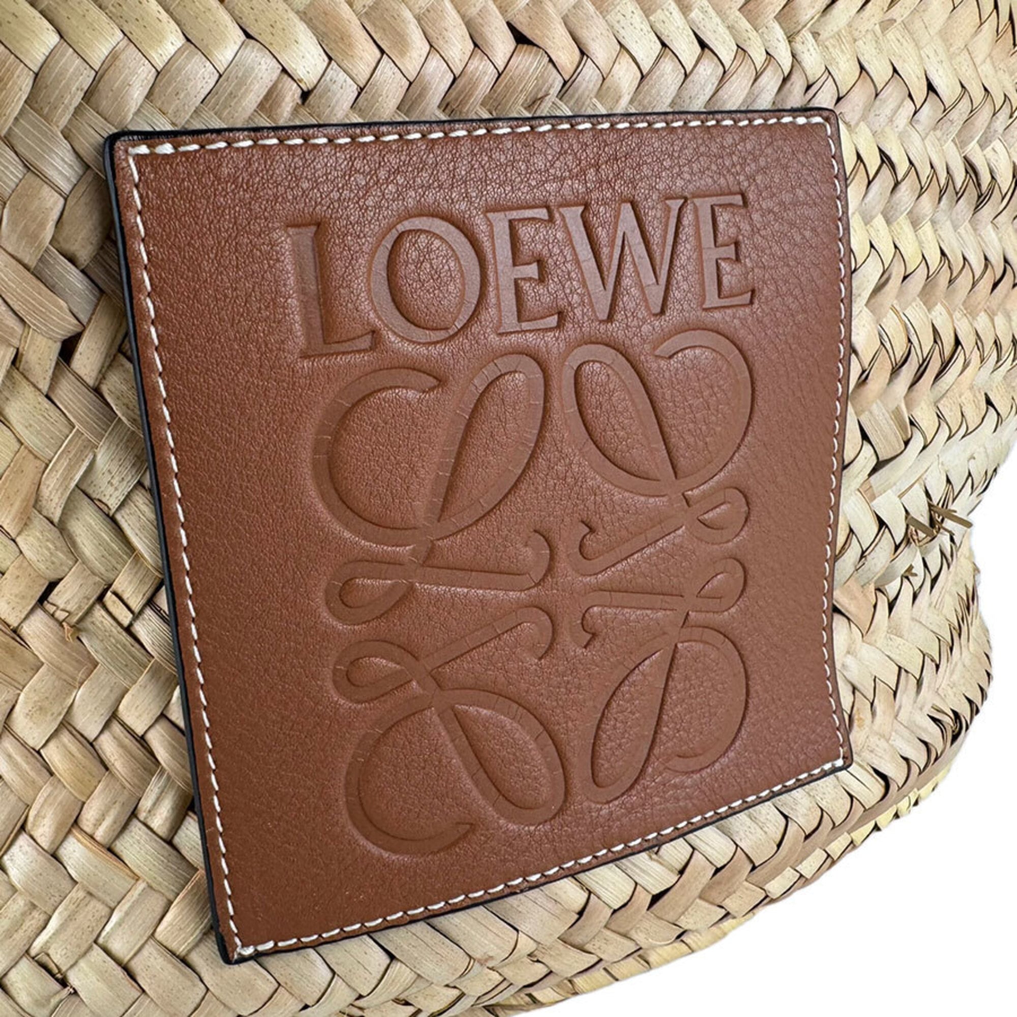 Loewe Brown Raffia Leather Basket Handbag (Pre-Owned)